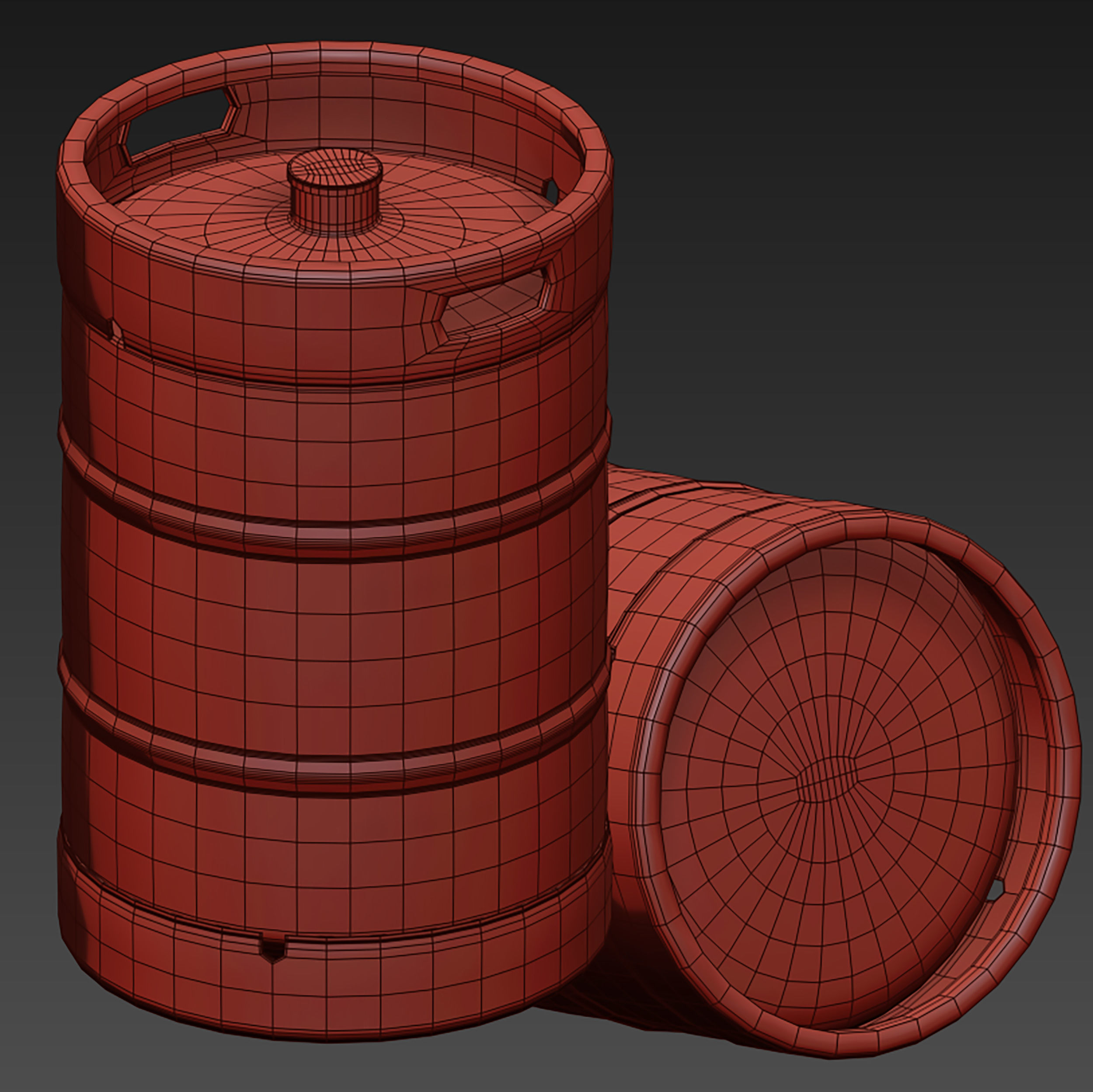 Beer Keg metal barrel barrel cylinder 3D model_18