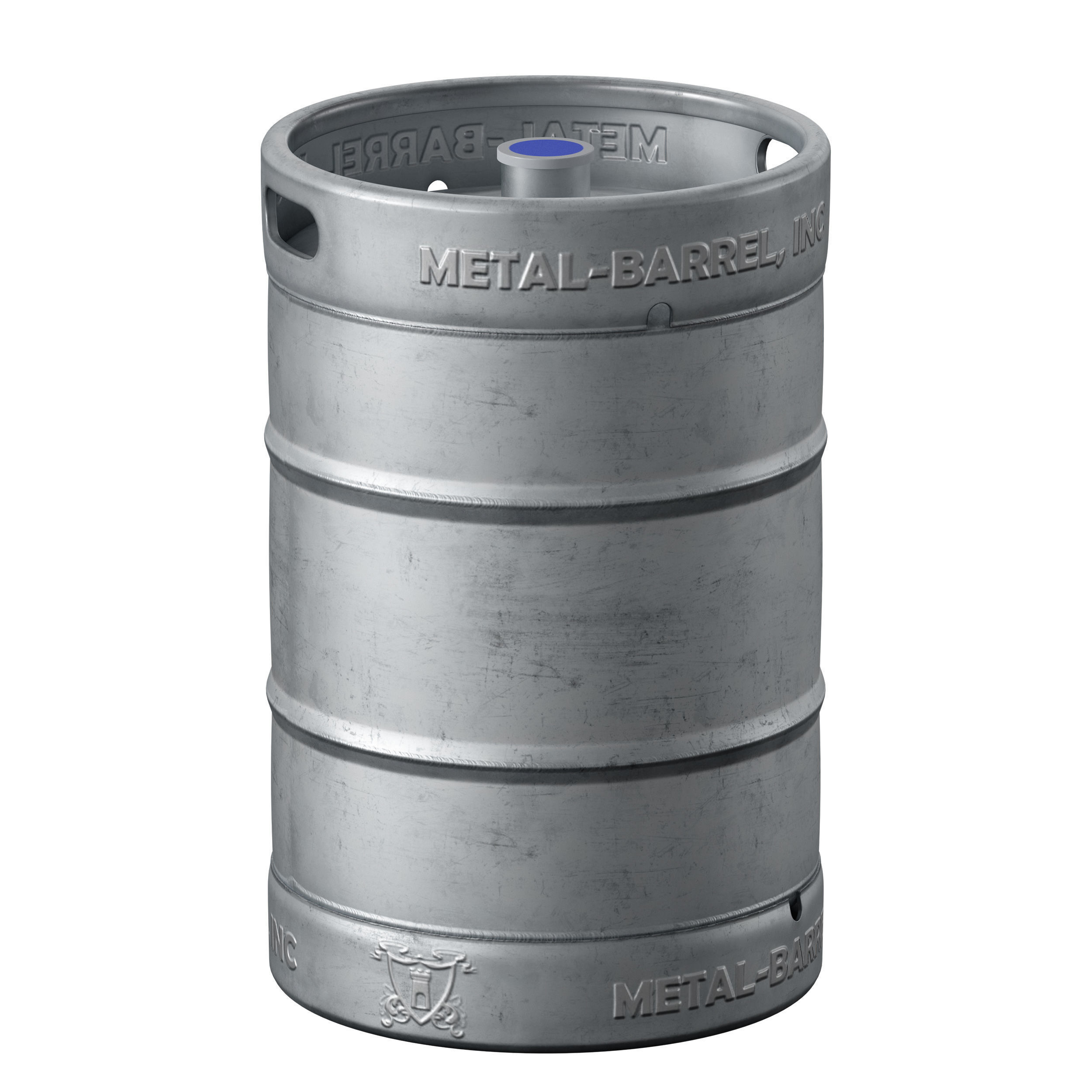 Beer Keg metal barrel barrel cylinder 3D model_8
