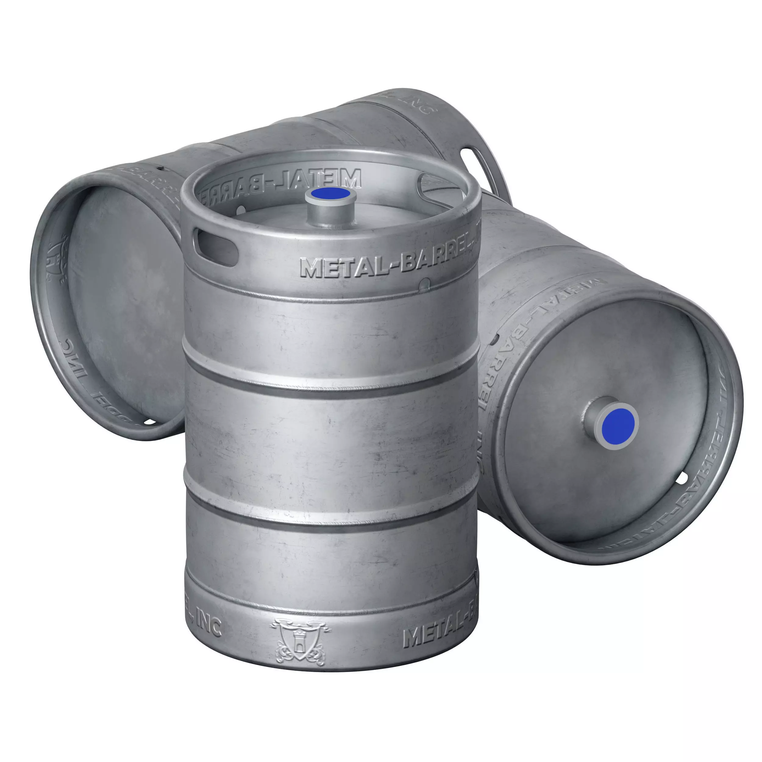 Beer Keg metal barrel barrel cylinder 3D model_0