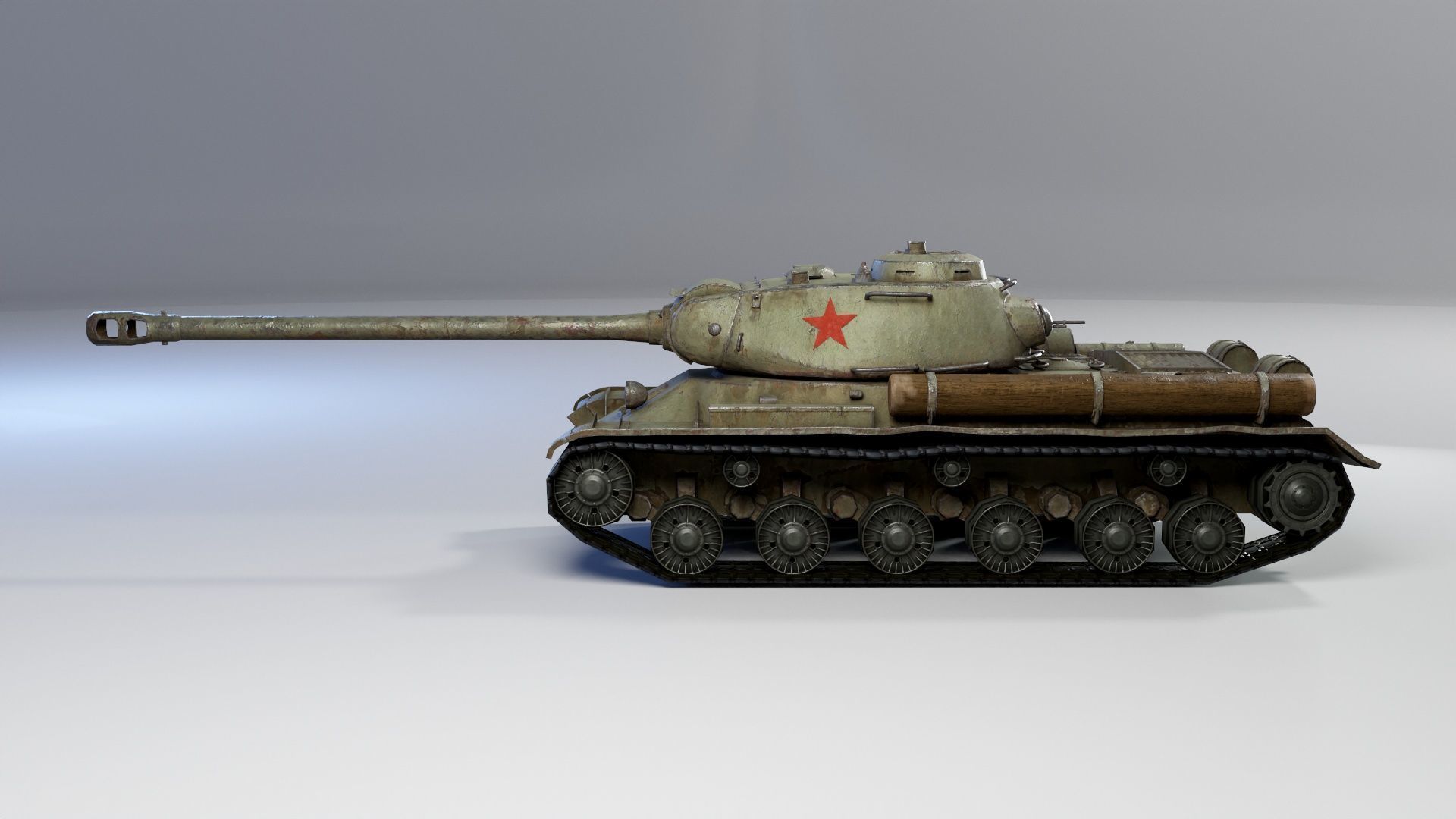 Low Poly IS-2 Soviet Heavy Tank Low-poly 3D model_11