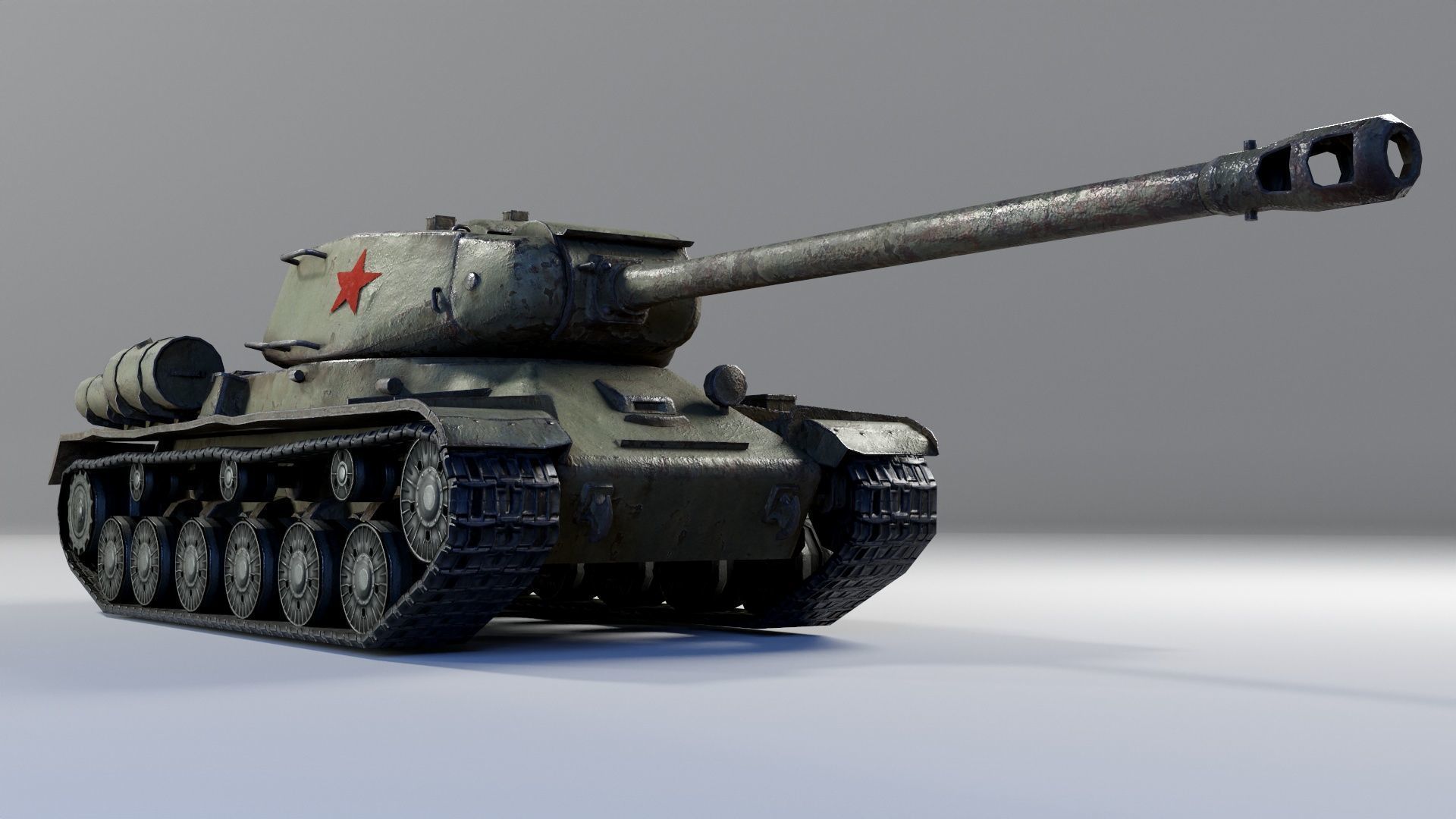 Low Poly IS-2 Soviet Heavy Tank Low-poly 3D model_5