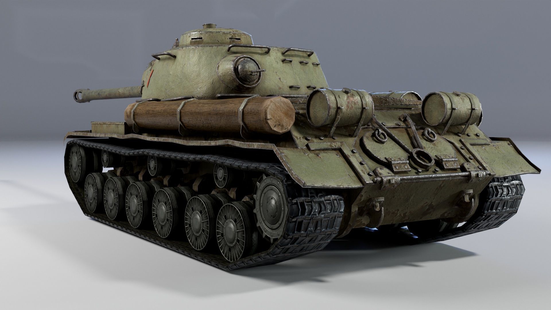 Low Poly IS-2 Soviet Heavy Tank Low-poly 3D model_7