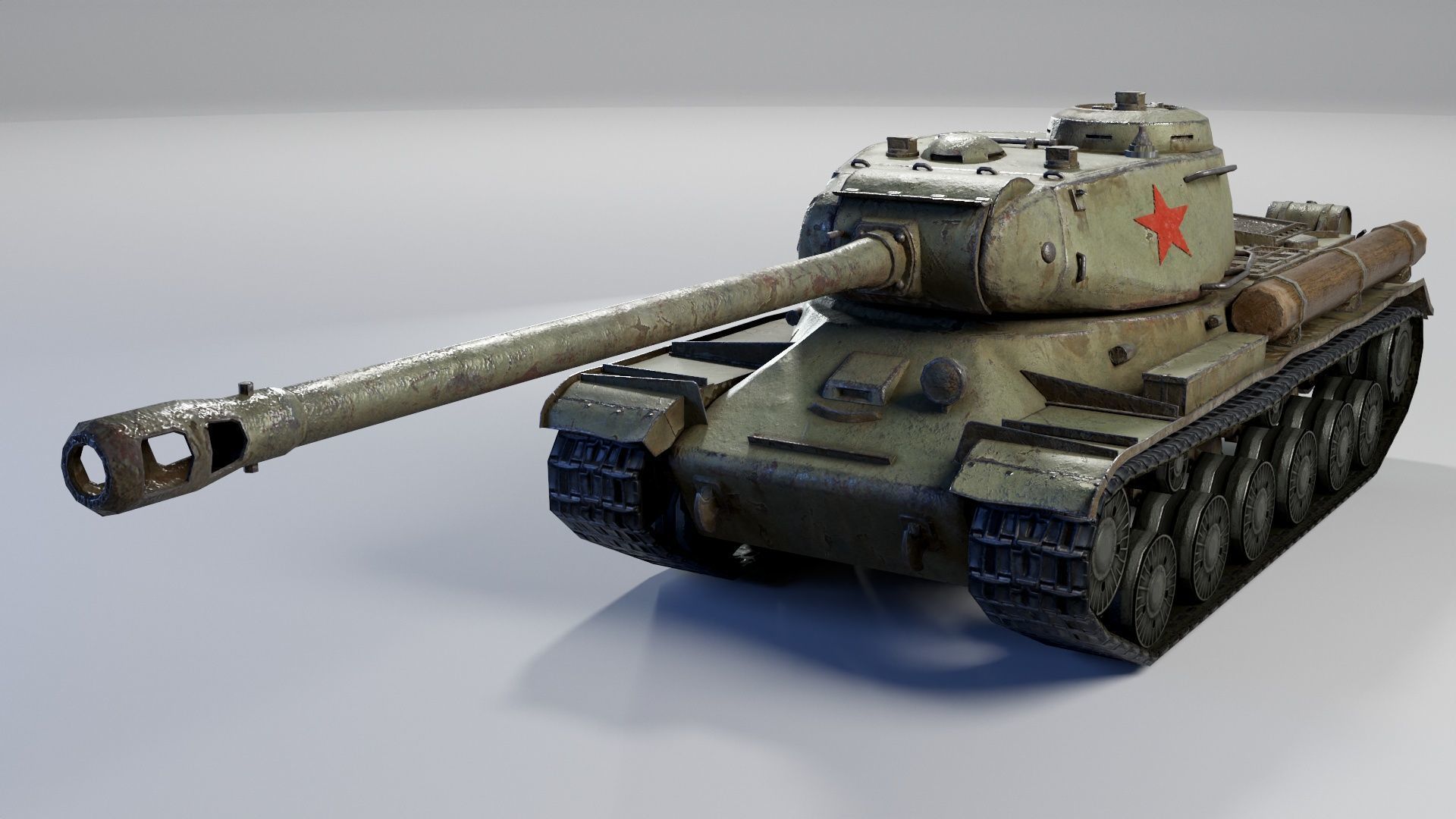 Low Poly IS-2 Soviet Heavy Tank Low-poly 3D model_9