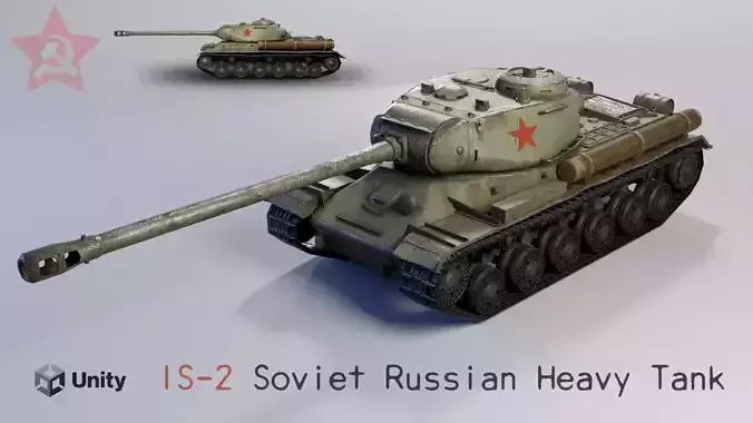 Low Poly IS-2 Soviet Heavy Tank Low-poly 3D model