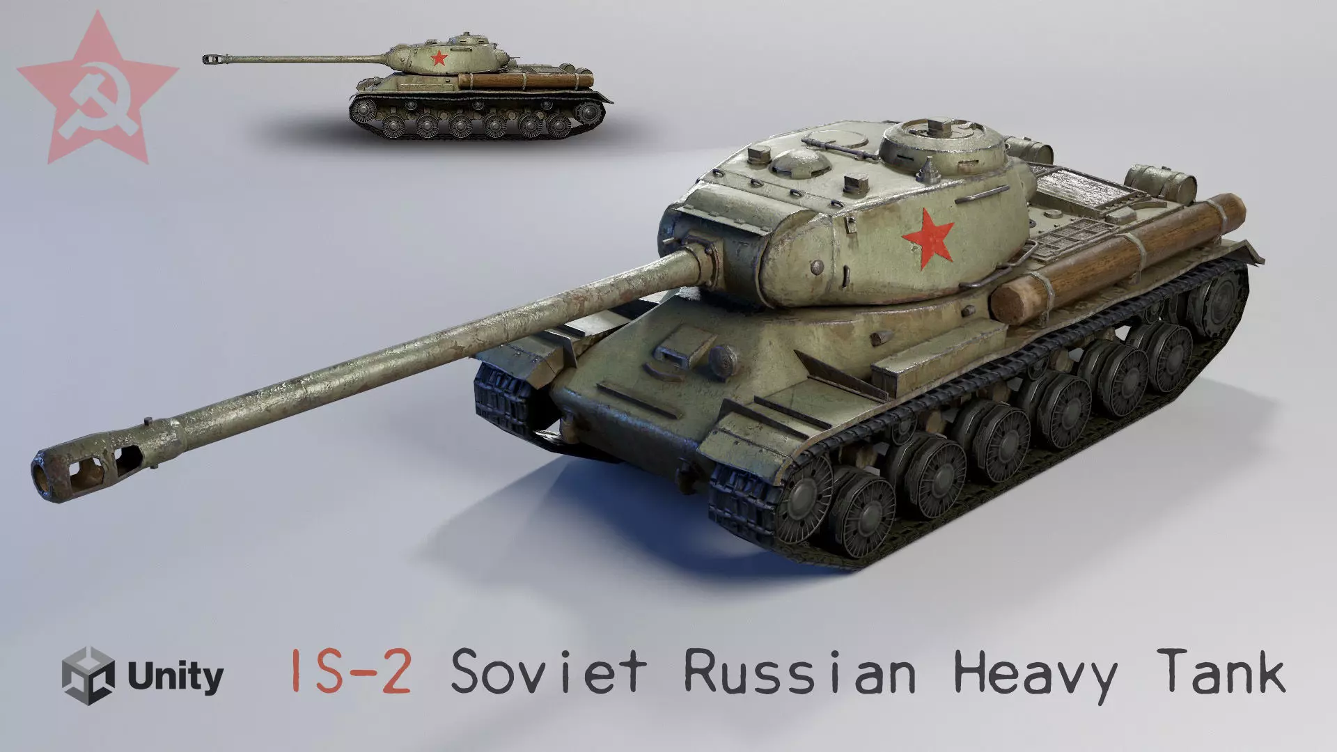 Low Poly IS-2 Soviet Heavy Tank Low-poly 3D model_0