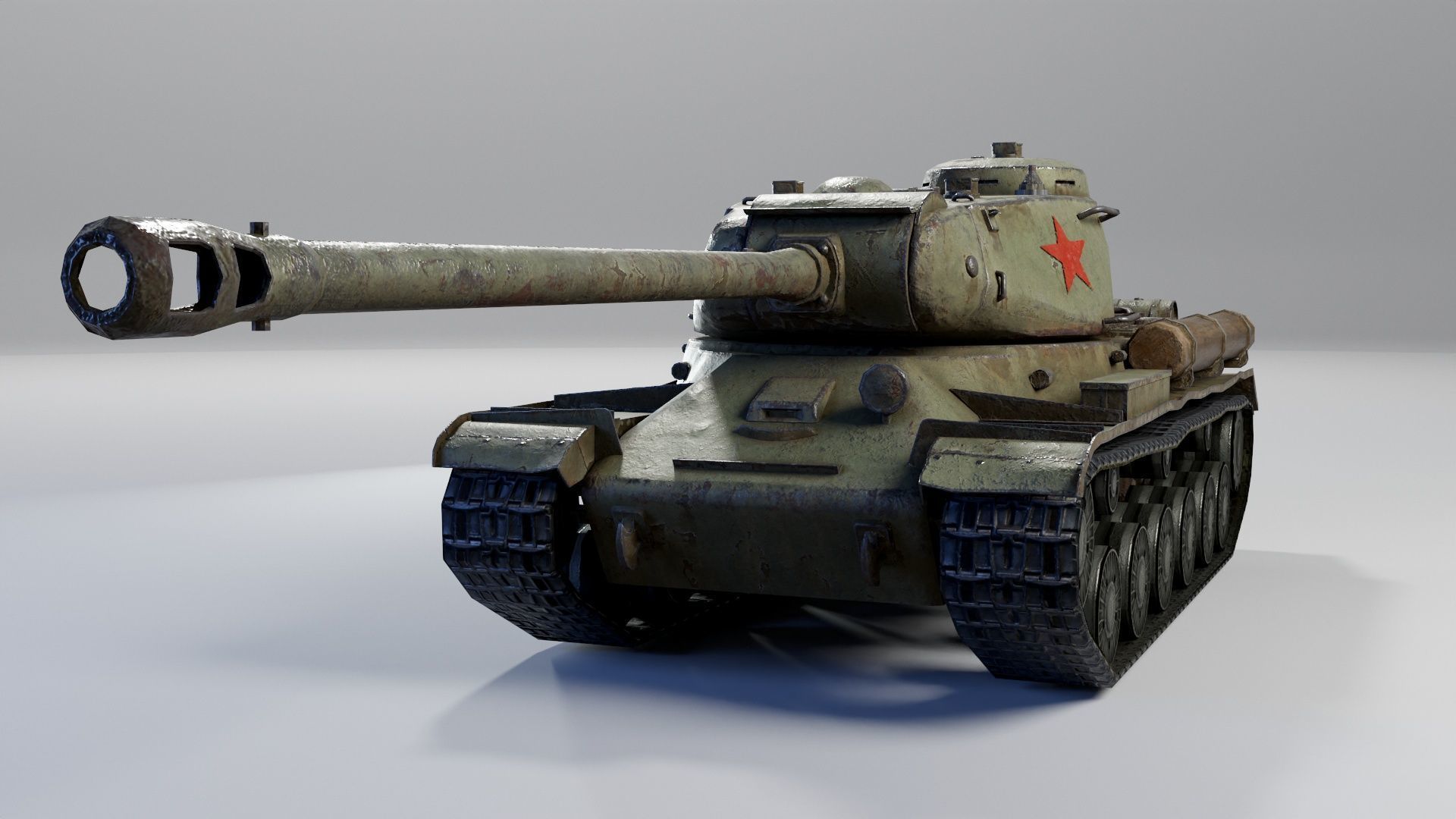 Low Poly IS-2 Soviet Heavy Tank Low-poly 3D model_4