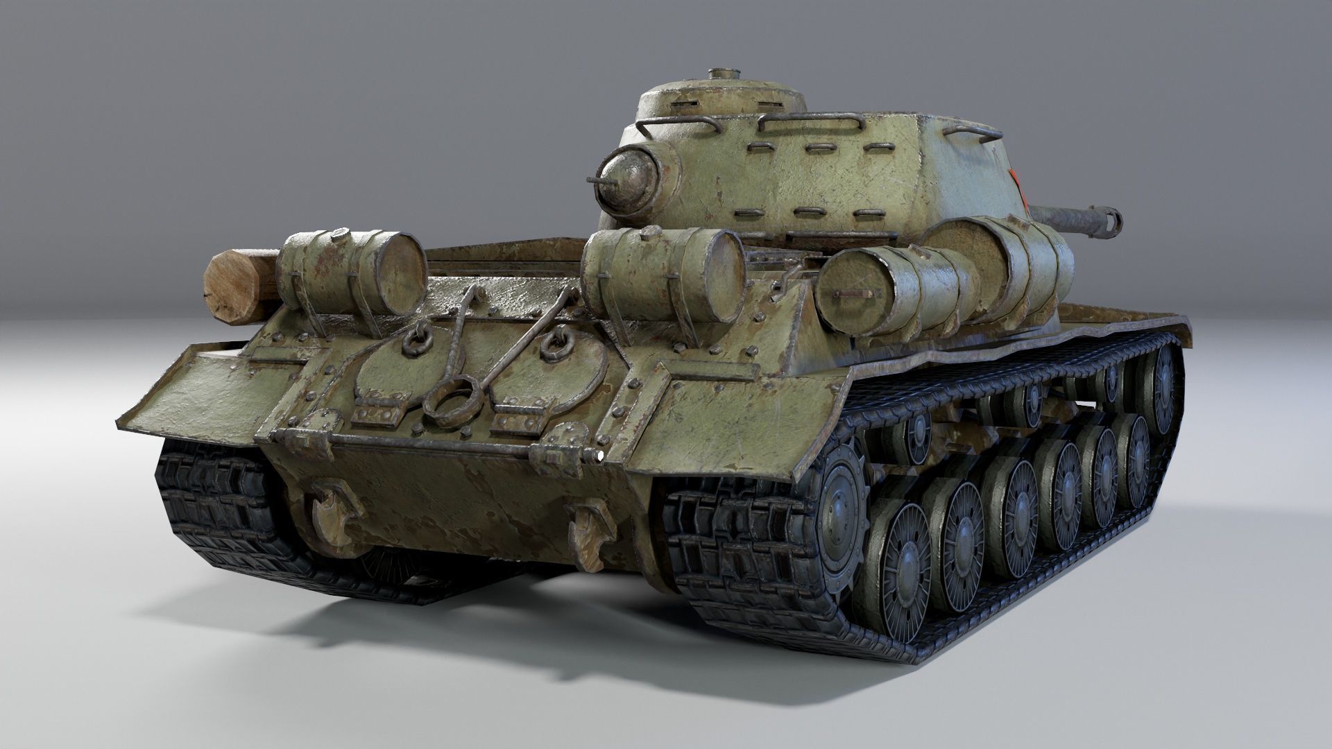 Low Poly IS-2 Soviet Heavy Tank Low-poly 3D model_8