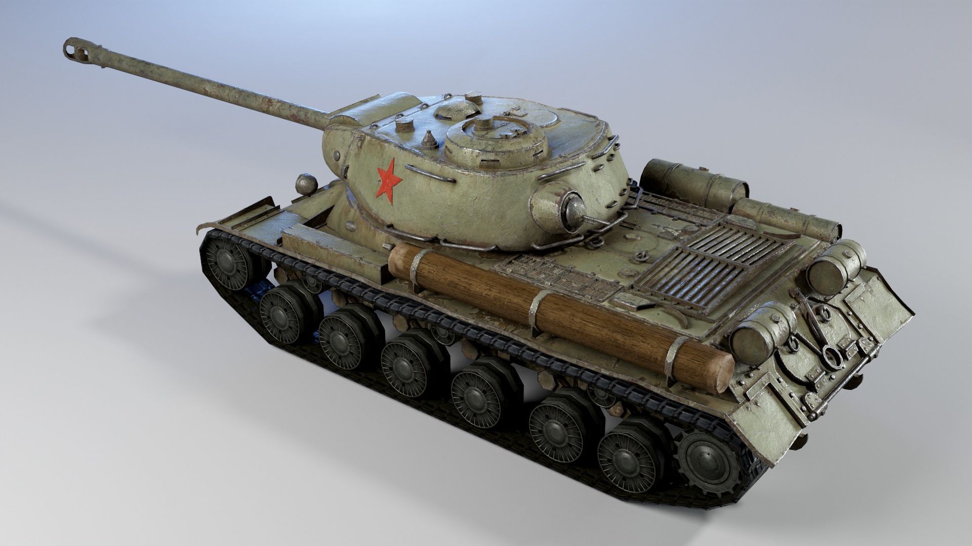 Low Poly IS-2 Soviet Heavy Tank Low-poly 3D model_2