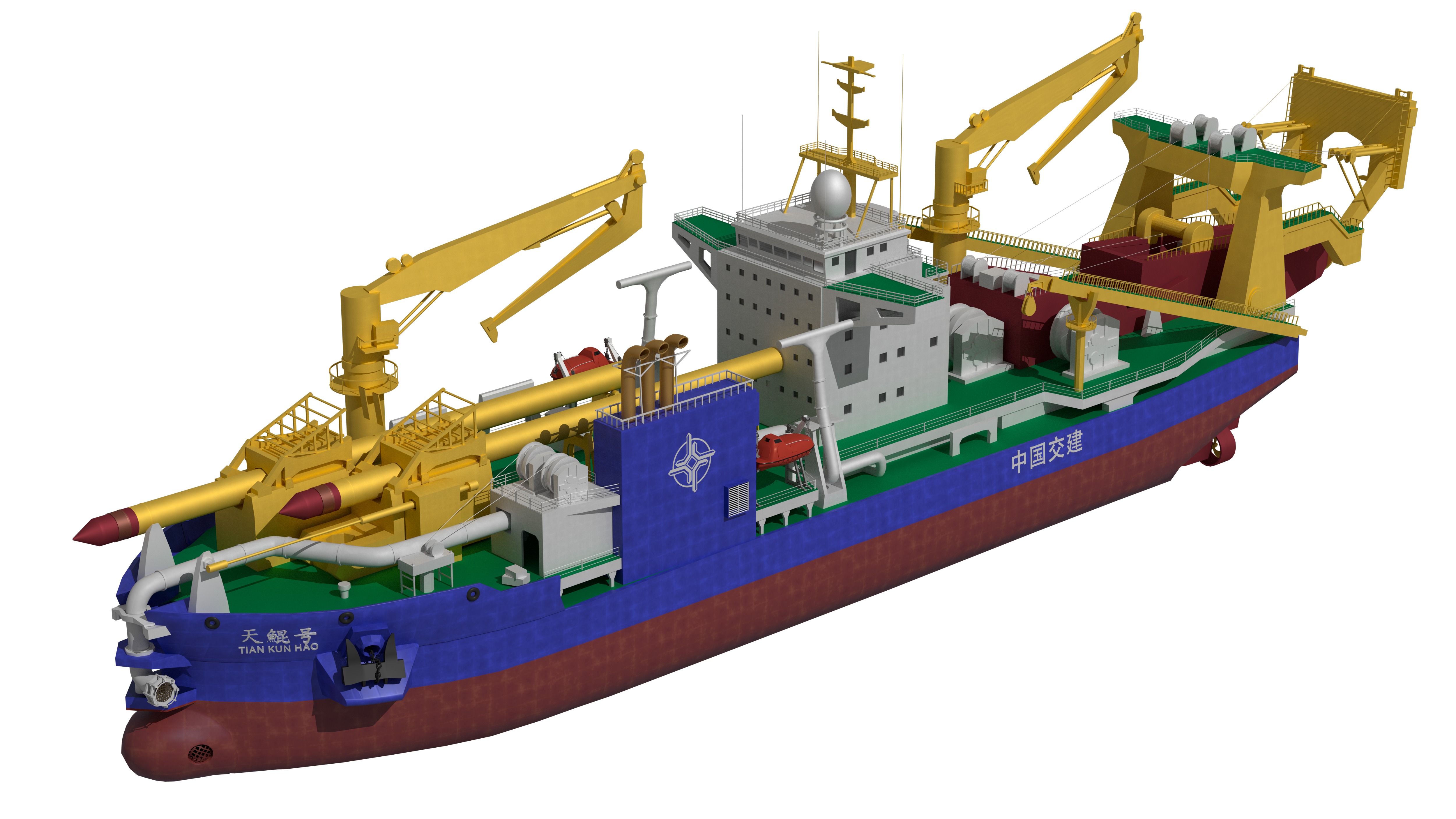 Tiankun Heavy-duty Self-propelled Cutter Suction Dredger 3D model_3
