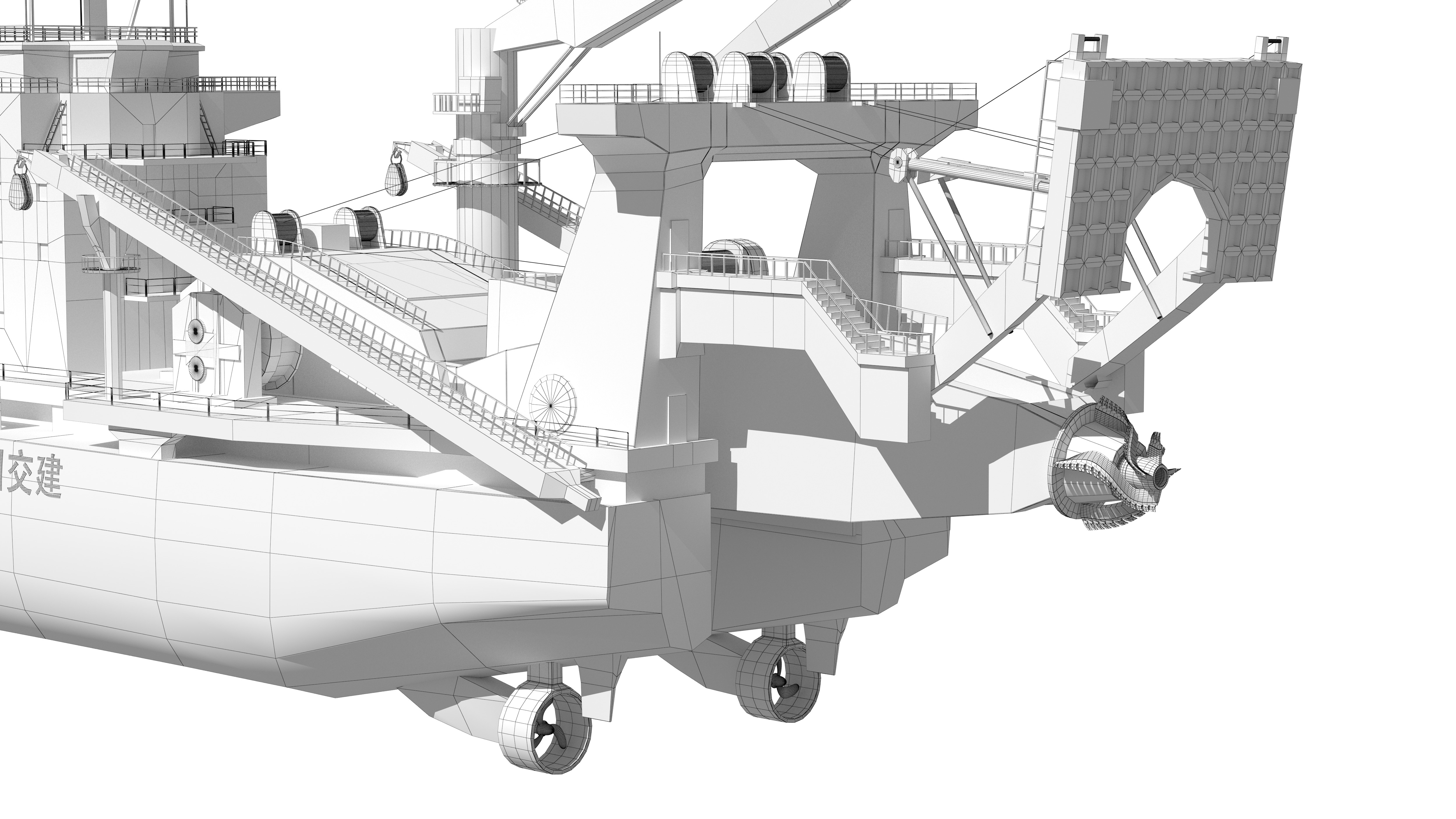 Tiankun Heavy-duty Self-propelled Cutter Suction Dredger 3D model_22