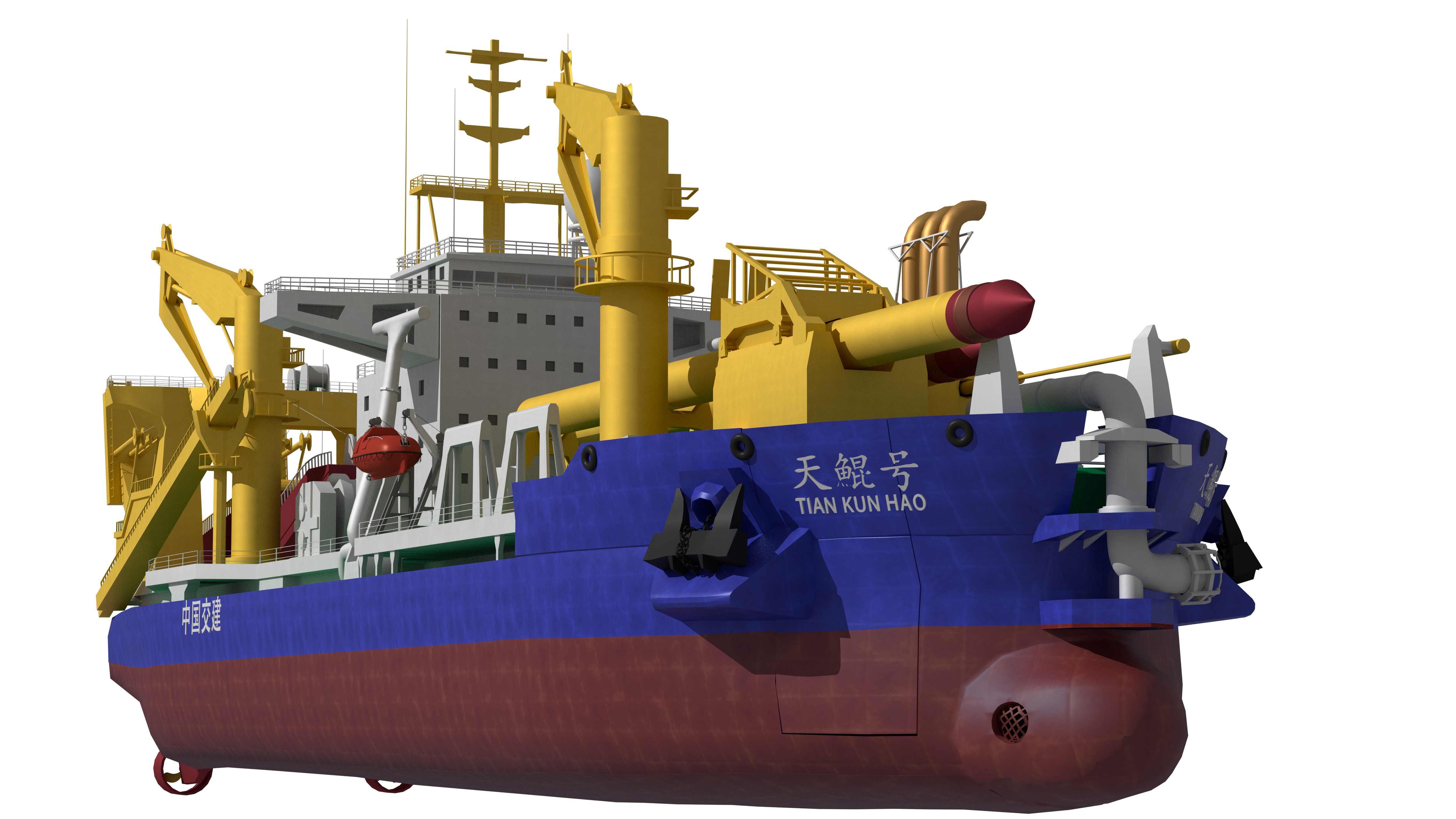 Tiankun Heavy-duty Self-propelled Cutter Suction Dredger 3D model_10