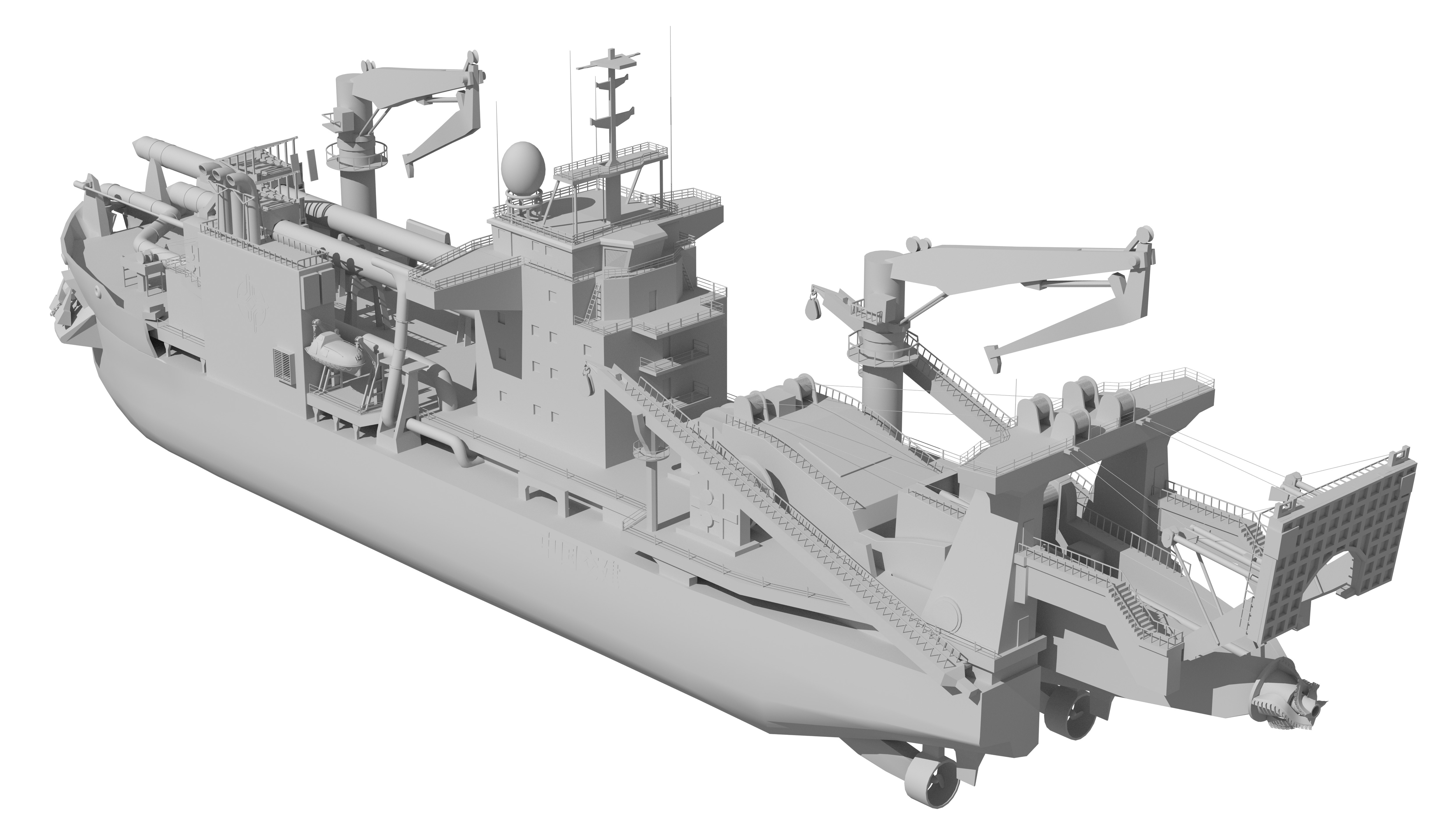 Tiankun Heavy-duty Self-propelled Cutter Suction Dredger 3D model_32