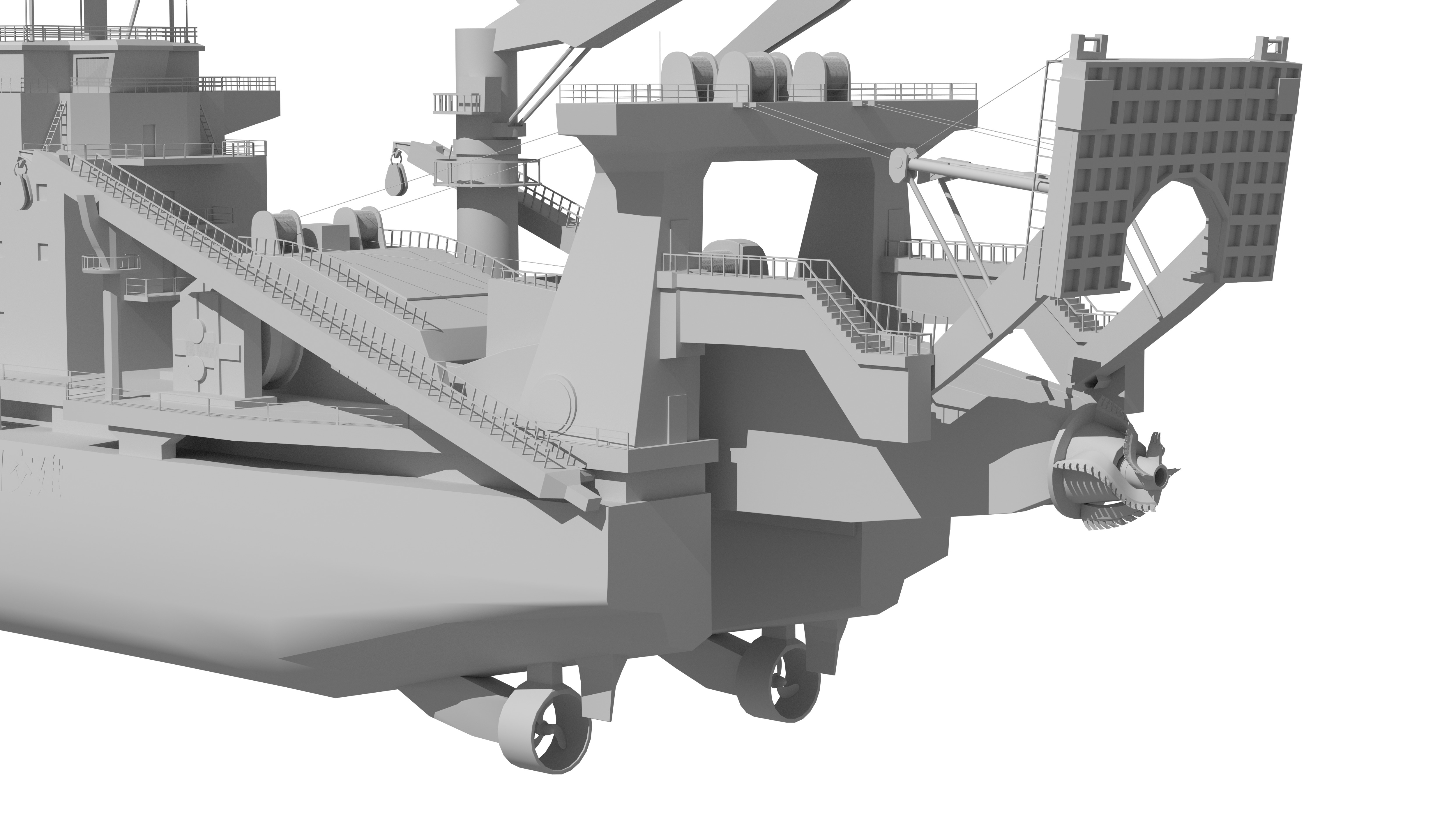 Tiankun Heavy-duty Self-propelled Cutter Suction Dredger 3D model_33