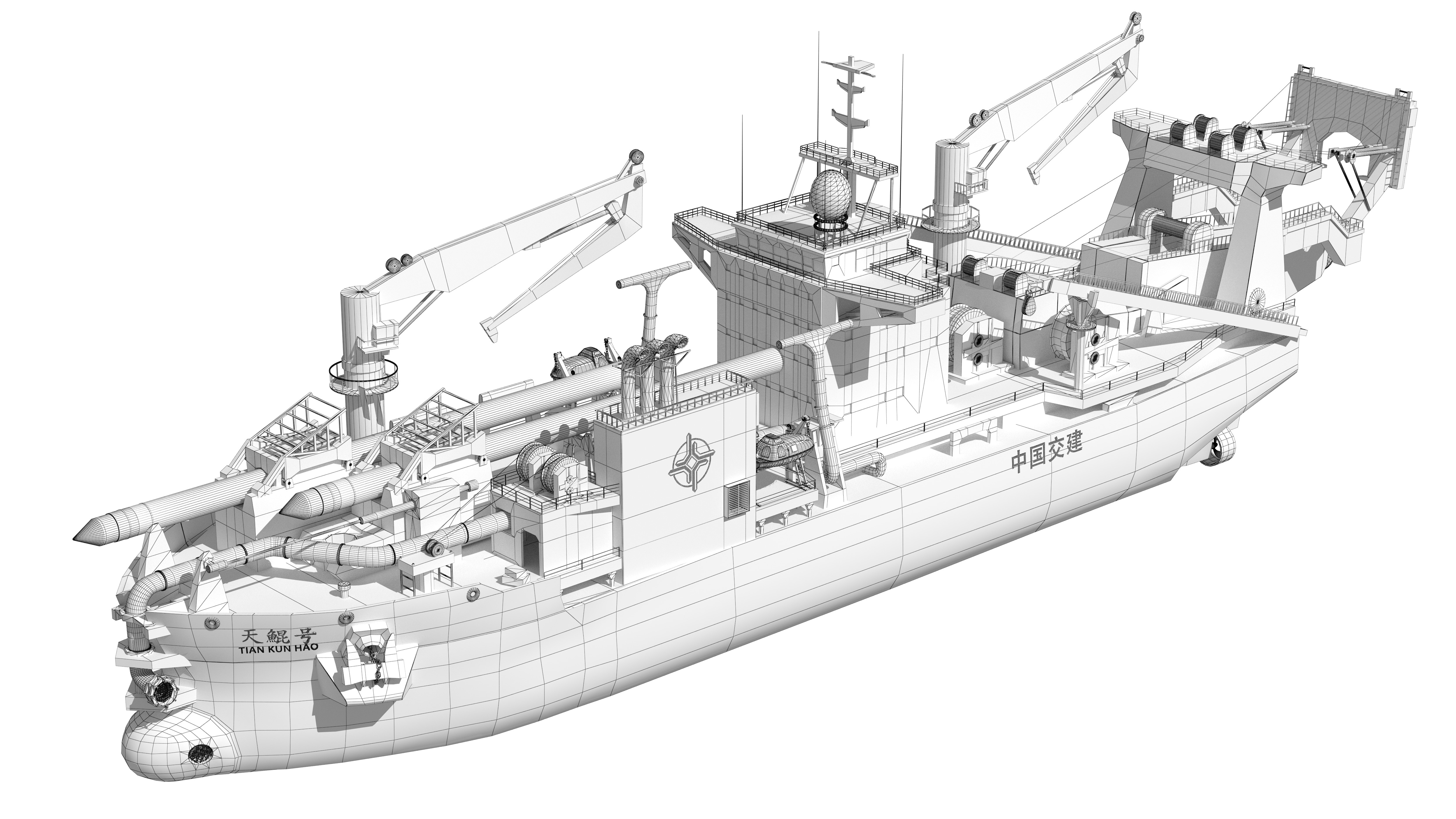 Tiankun Heavy-duty Self-propelled Cutter Suction Dredger 3D model_14
