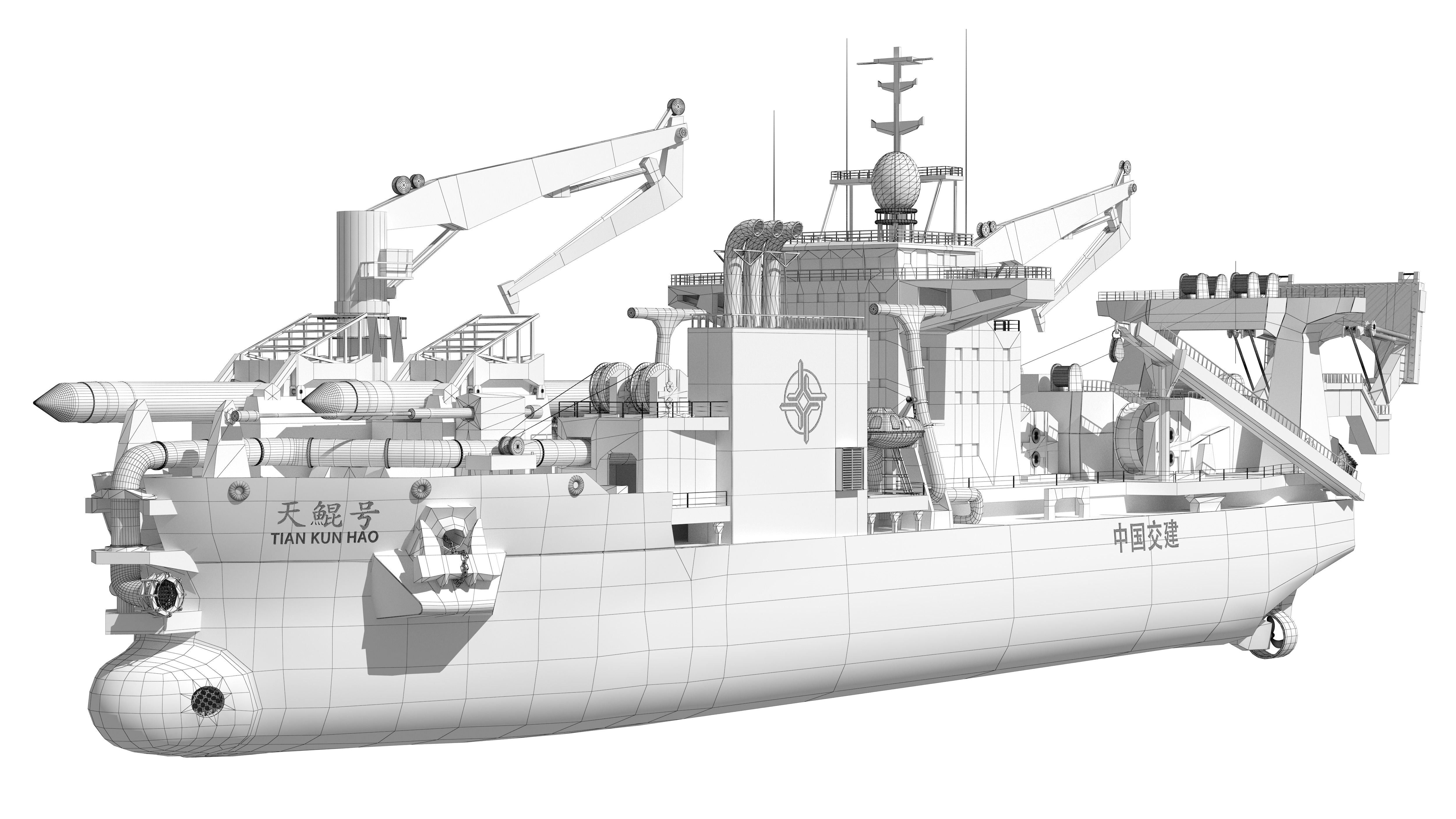 Tiankun Heavy-duty Self-propelled Cutter Suction Dredger 3D model_19