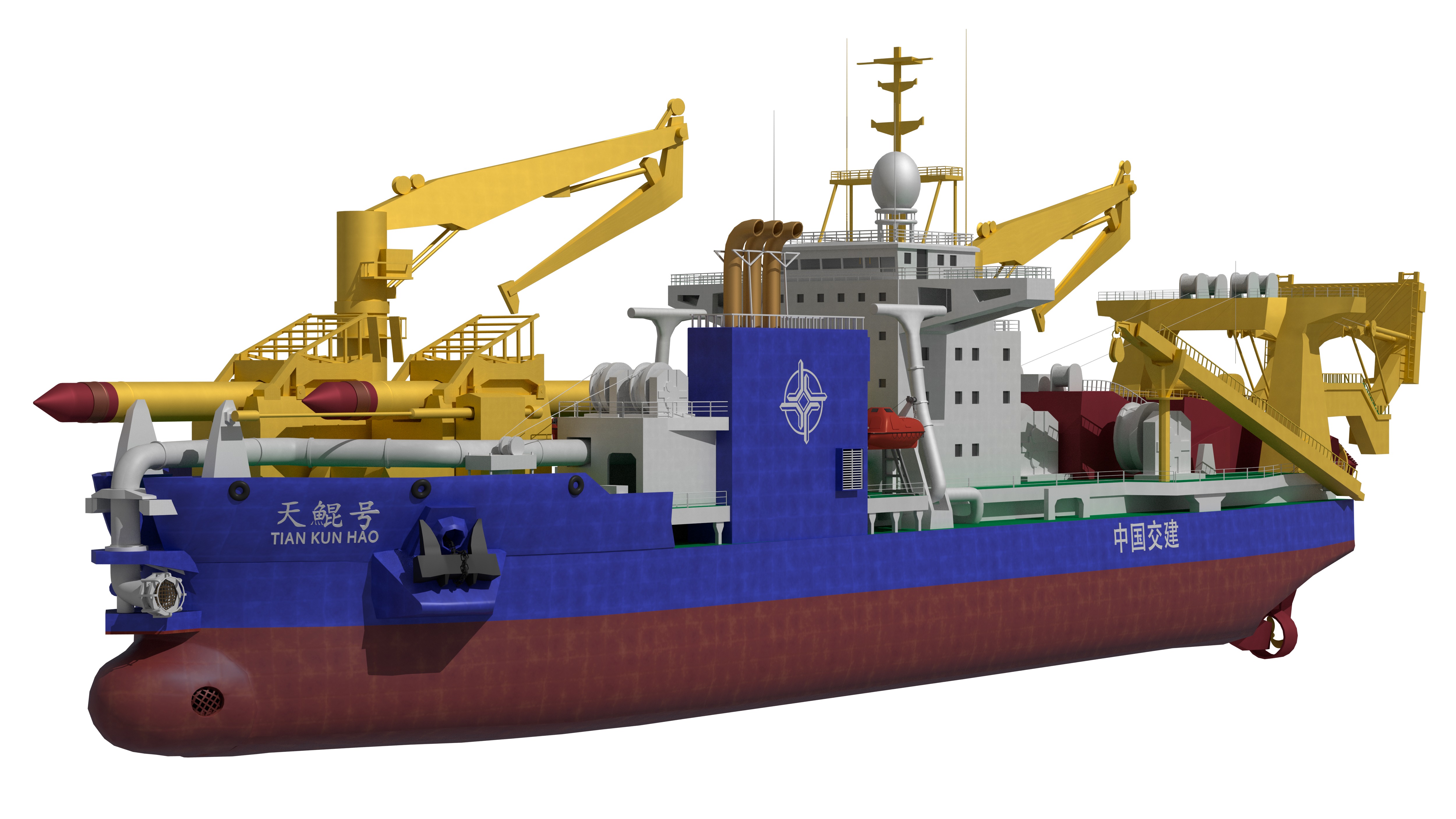 Tiankun Heavy-duty Self-propelled Cutter Suction Dredger 3D model_8