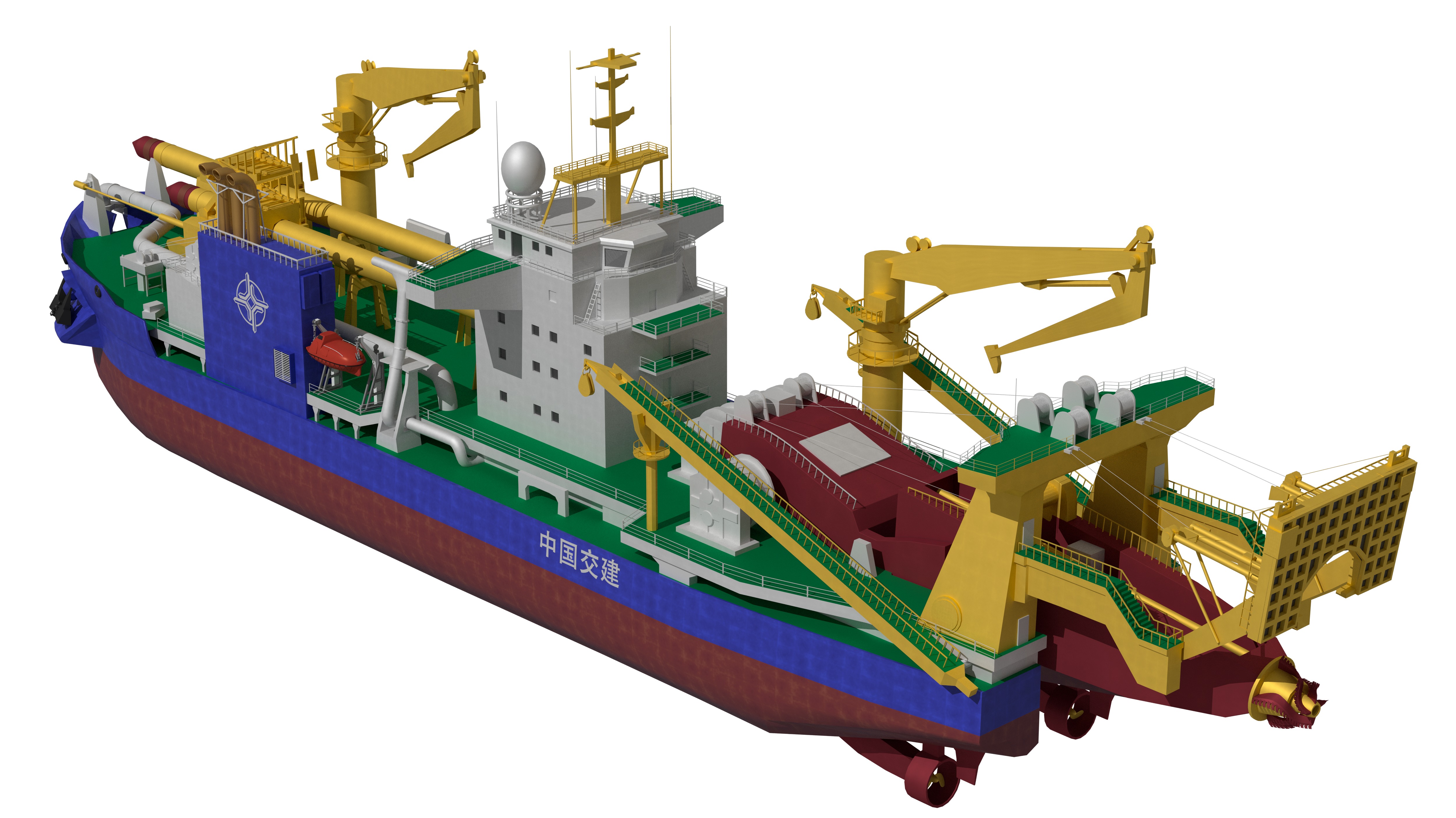 Tiankun Heavy-duty Self-propelled Cutter Suction Dredger 3D model_5