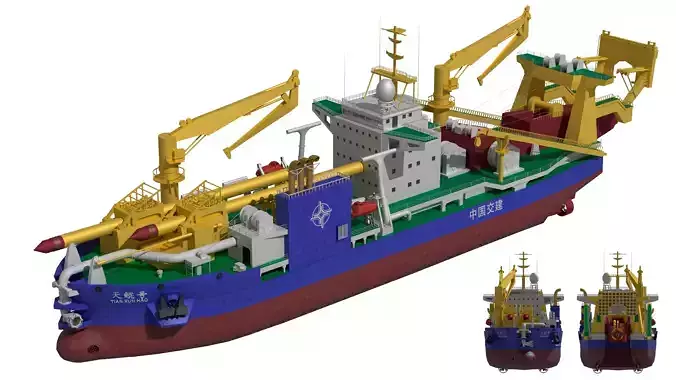 Tiankun Heavy-duty Self-propelled Cutter Suction Dredger 3D model