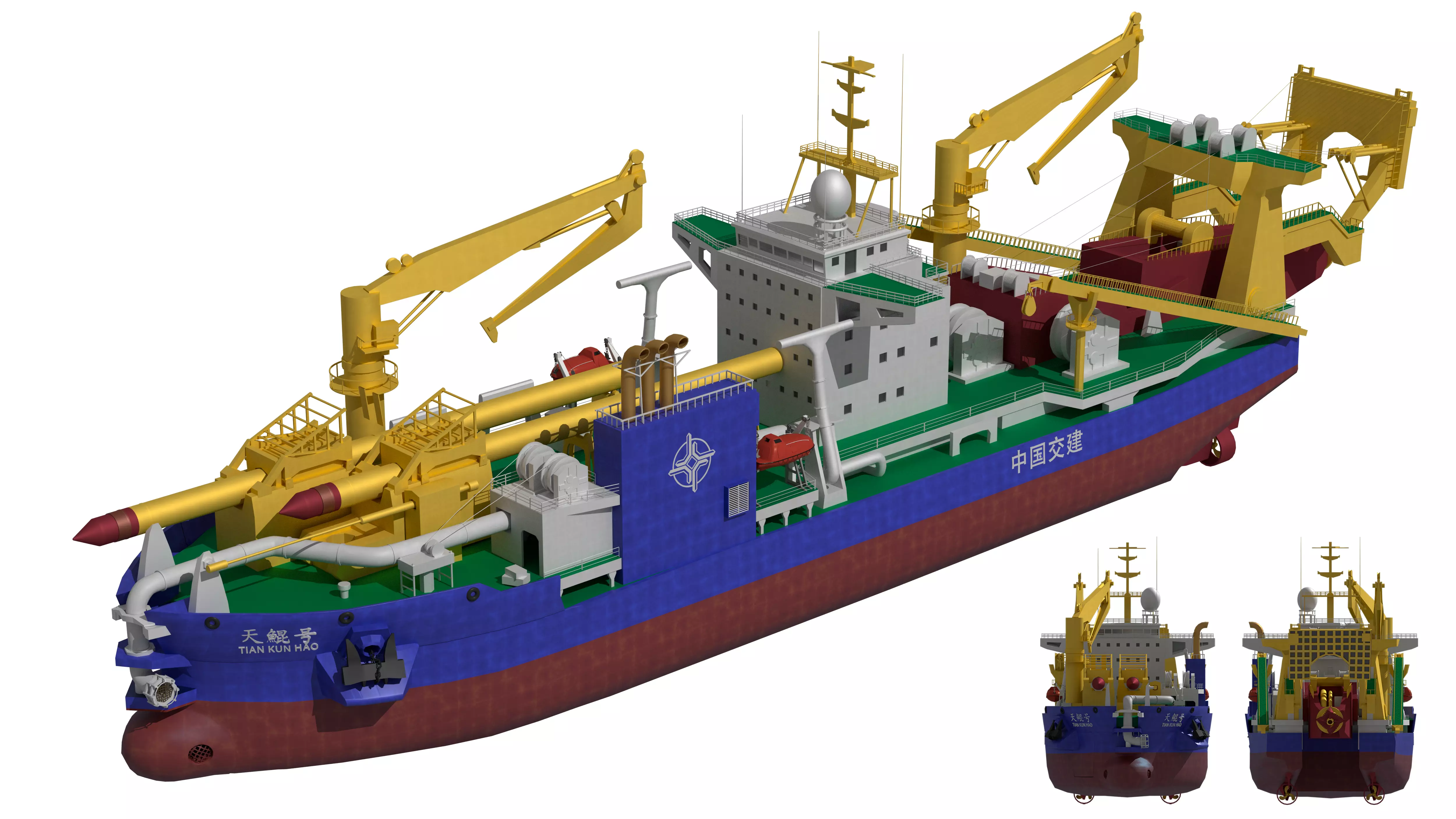 Tiankun Heavy-duty Self-propelled Cutter Suction Dredger 3D model_0