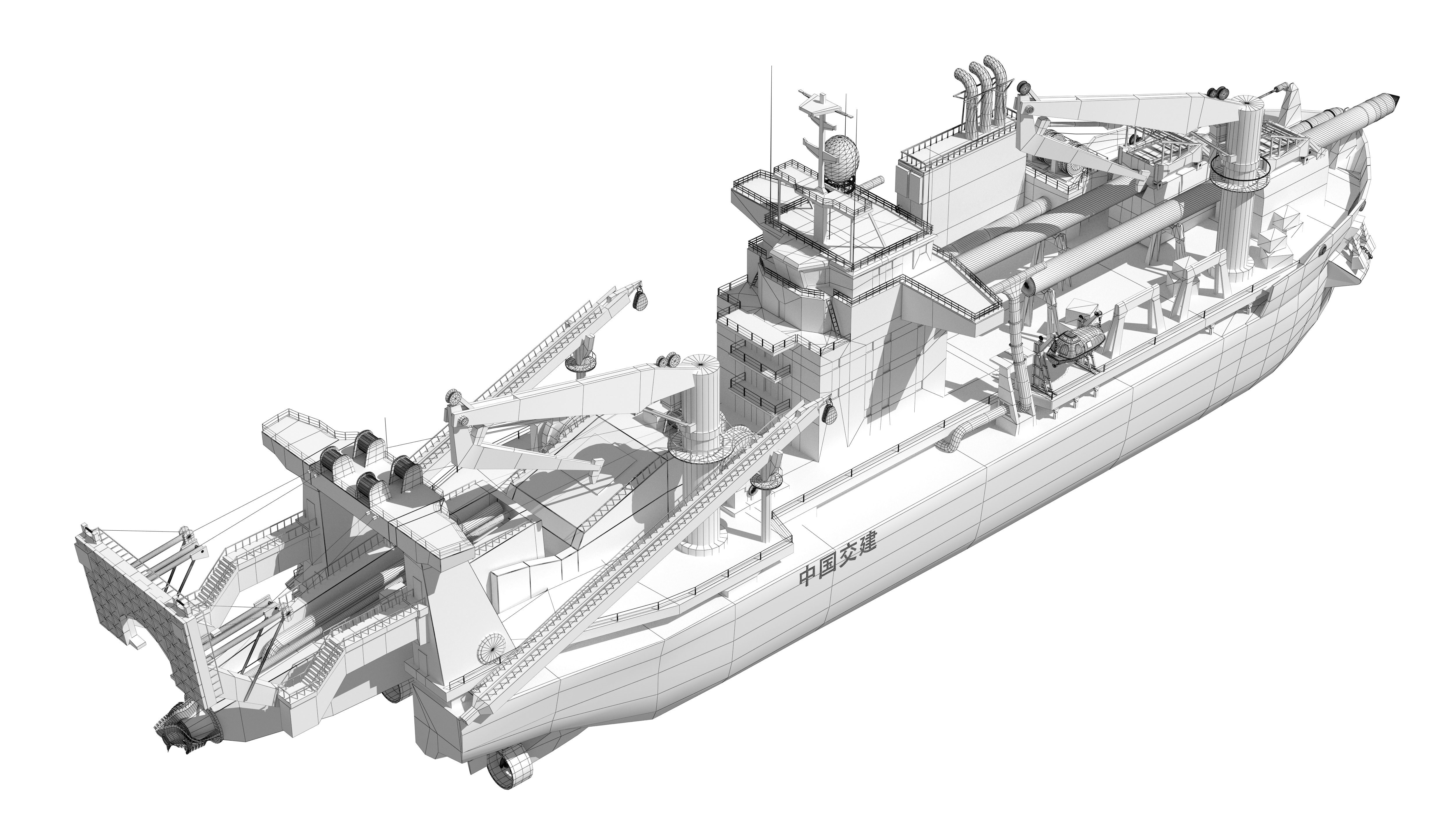 Tiankun Heavy-duty Self-propelled Cutter Suction Dredger 3D model_25