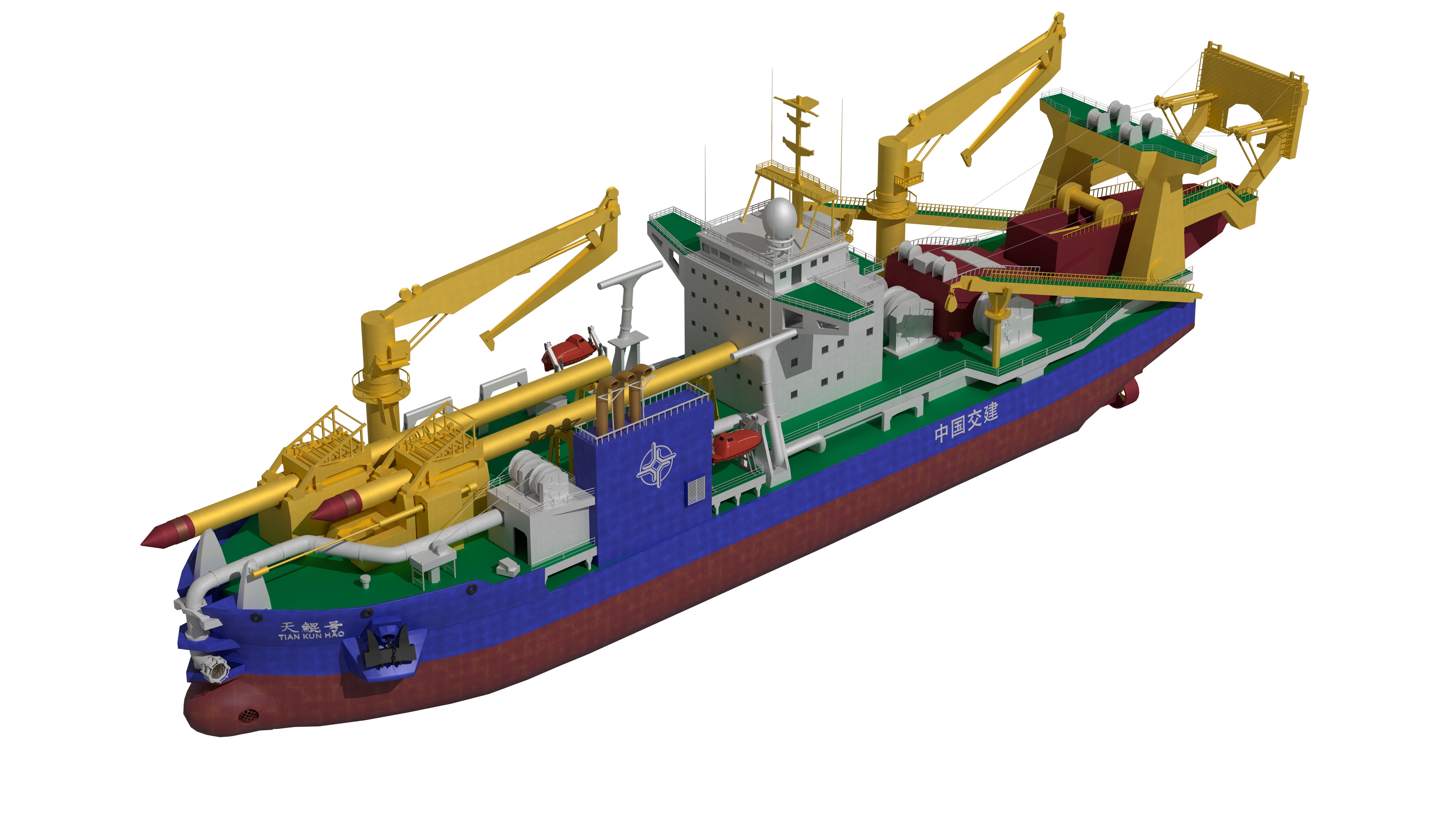 Tiankun Heavy-duty Self-propelled Cutter Suction Dredger 3D model_7