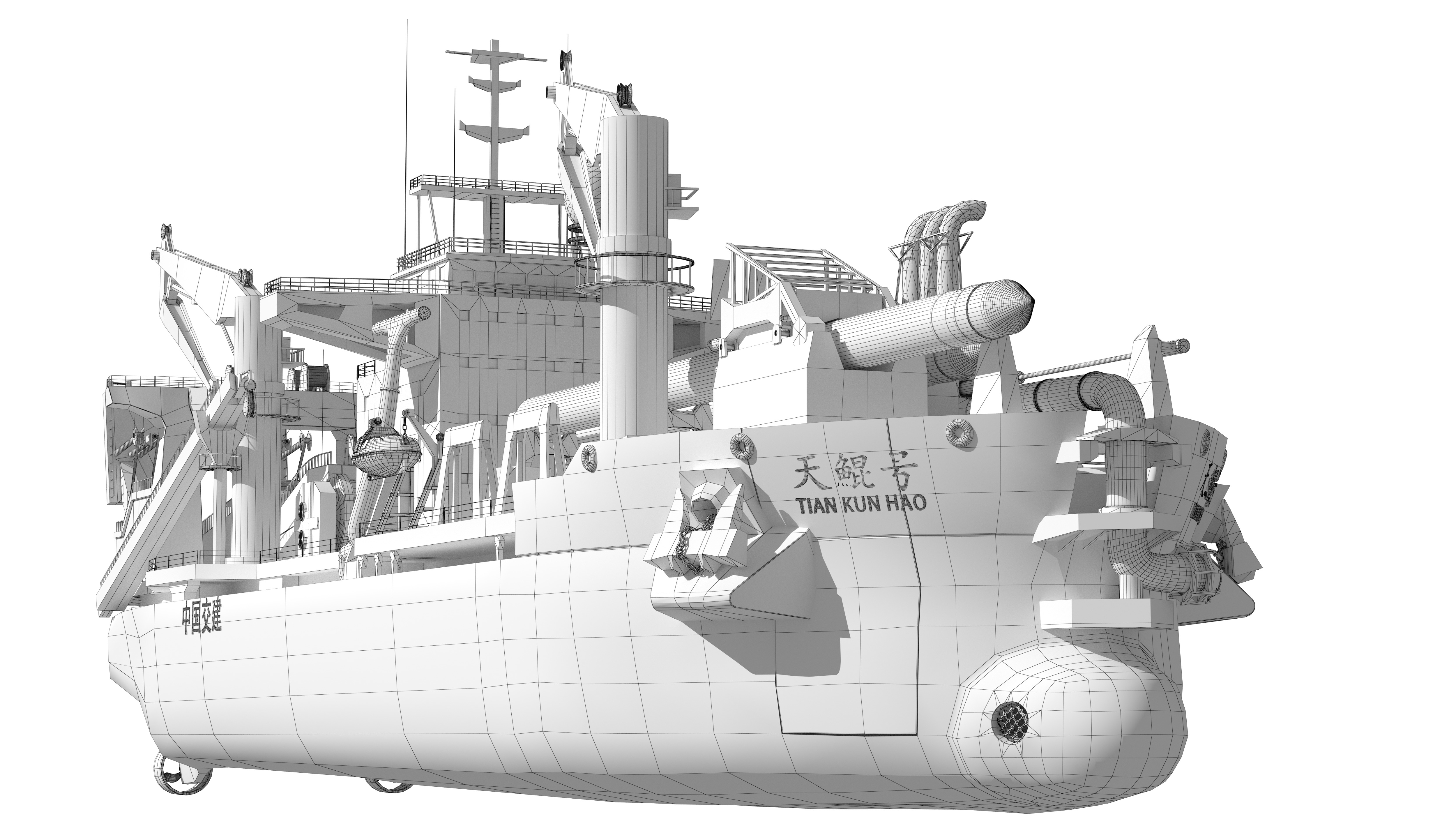 Tiankun Heavy-duty Self-propelled Cutter Suction Dredger 3D model_21