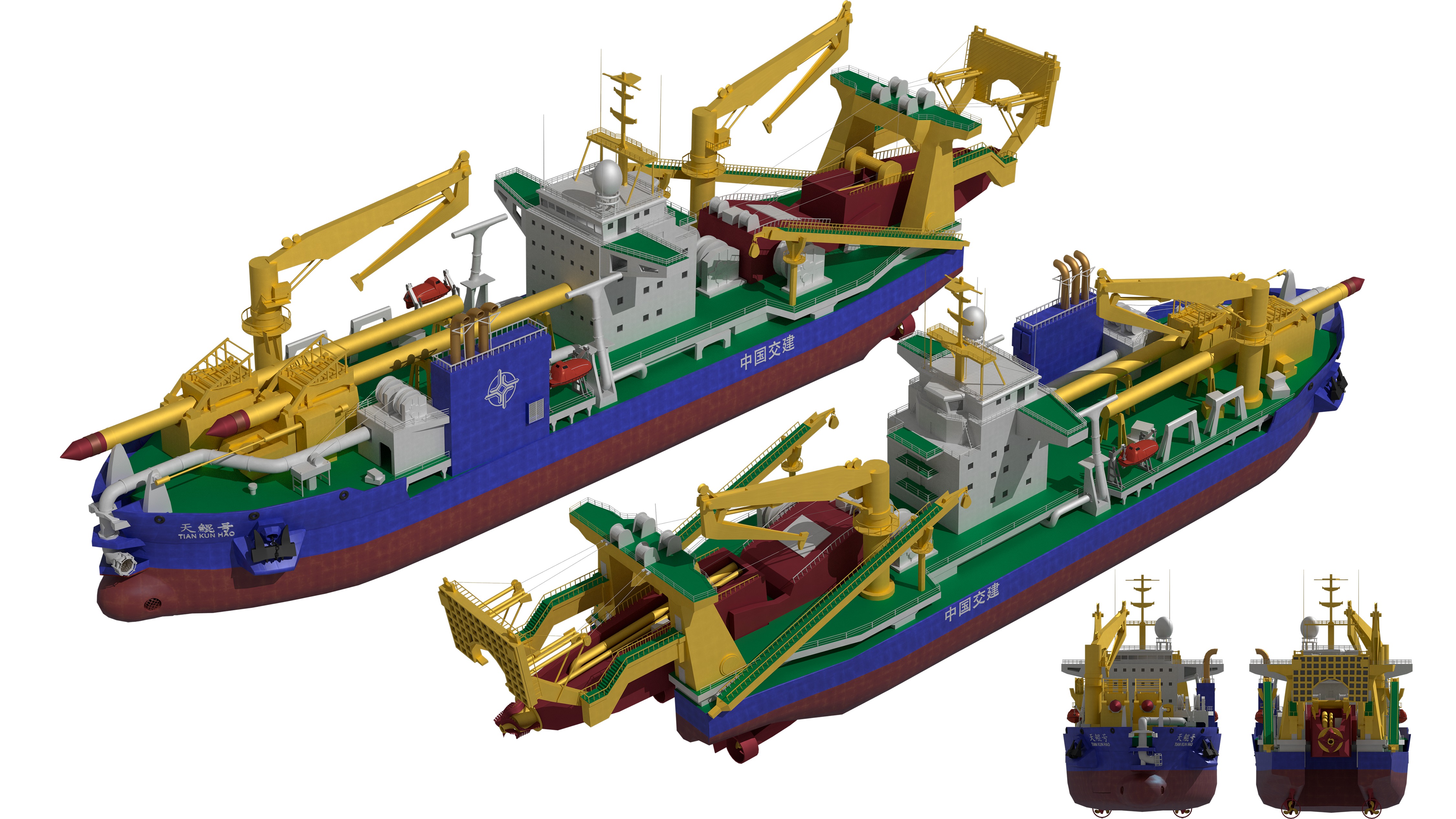 Tiankun Heavy-duty Self-propelled Cutter Suction Dredger 3D model_2