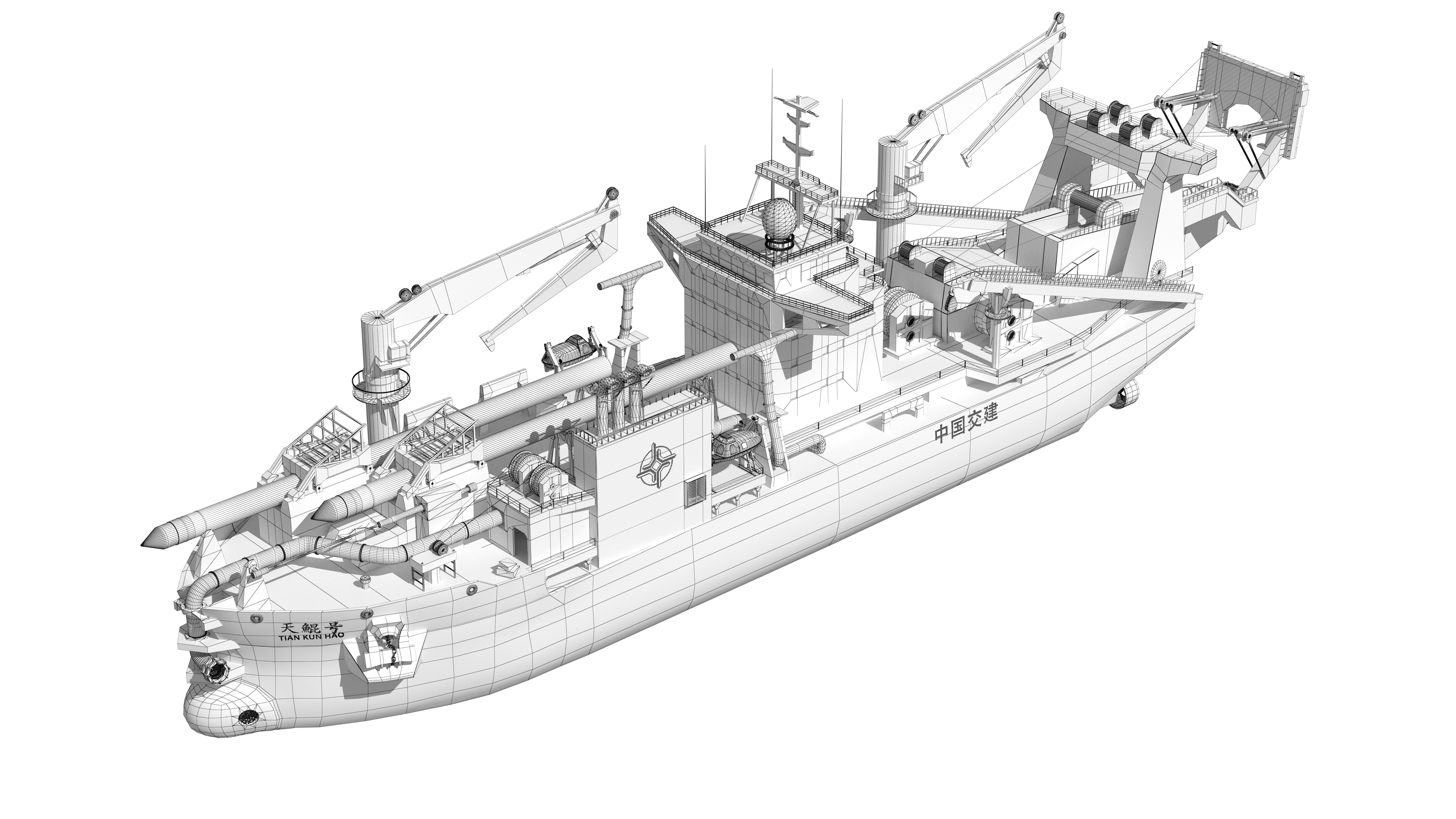 Tiankun Heavy-duty Self-propelled Cutter Suction Dredger 3D model_18