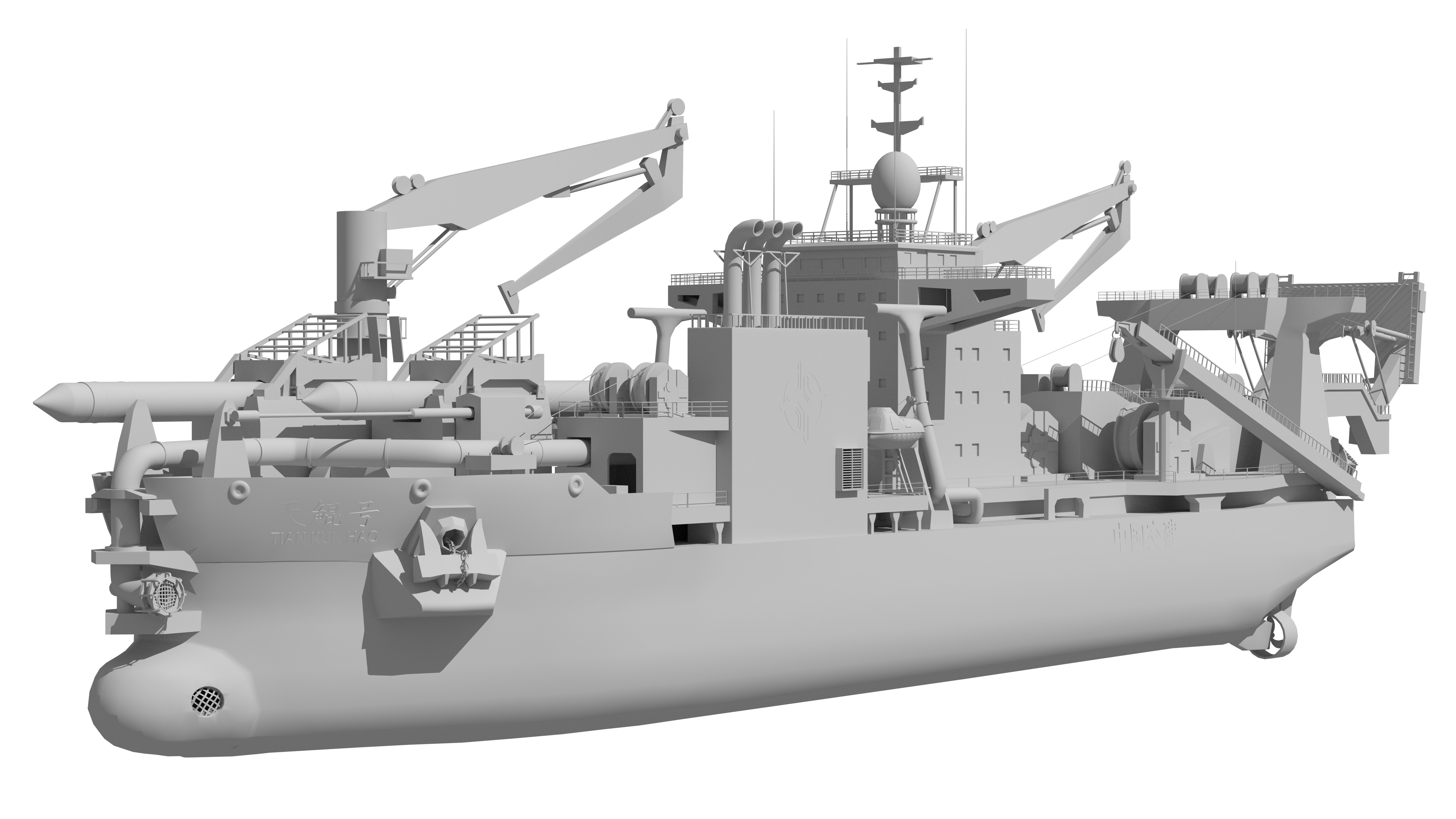 Tiankun Heavy-duty Self-propelled Cutter Suction Dredger 3D model_35