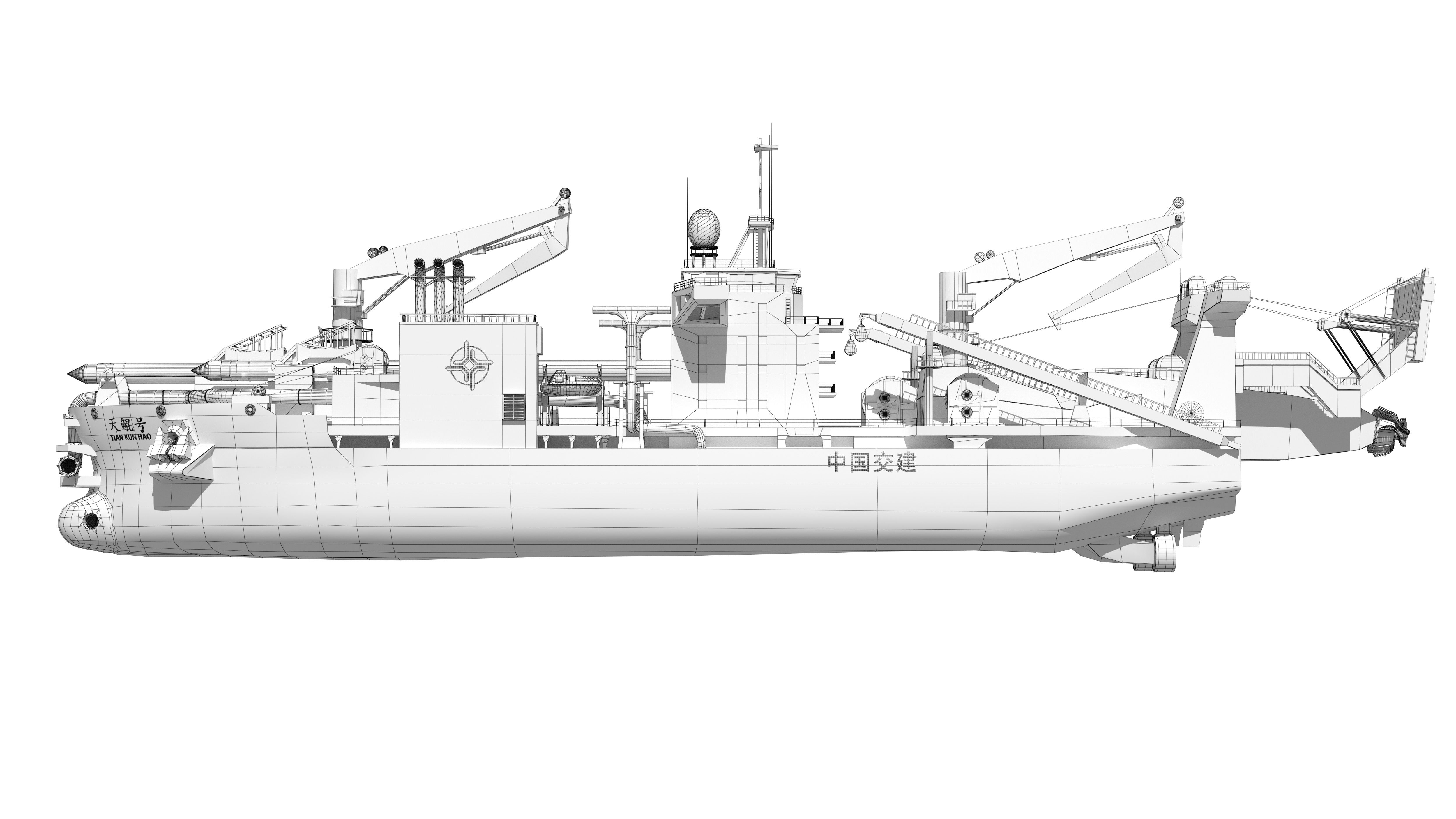 Tiankun Heavy-duty Self-propelled Cutter Suction Dredger 3D model_15