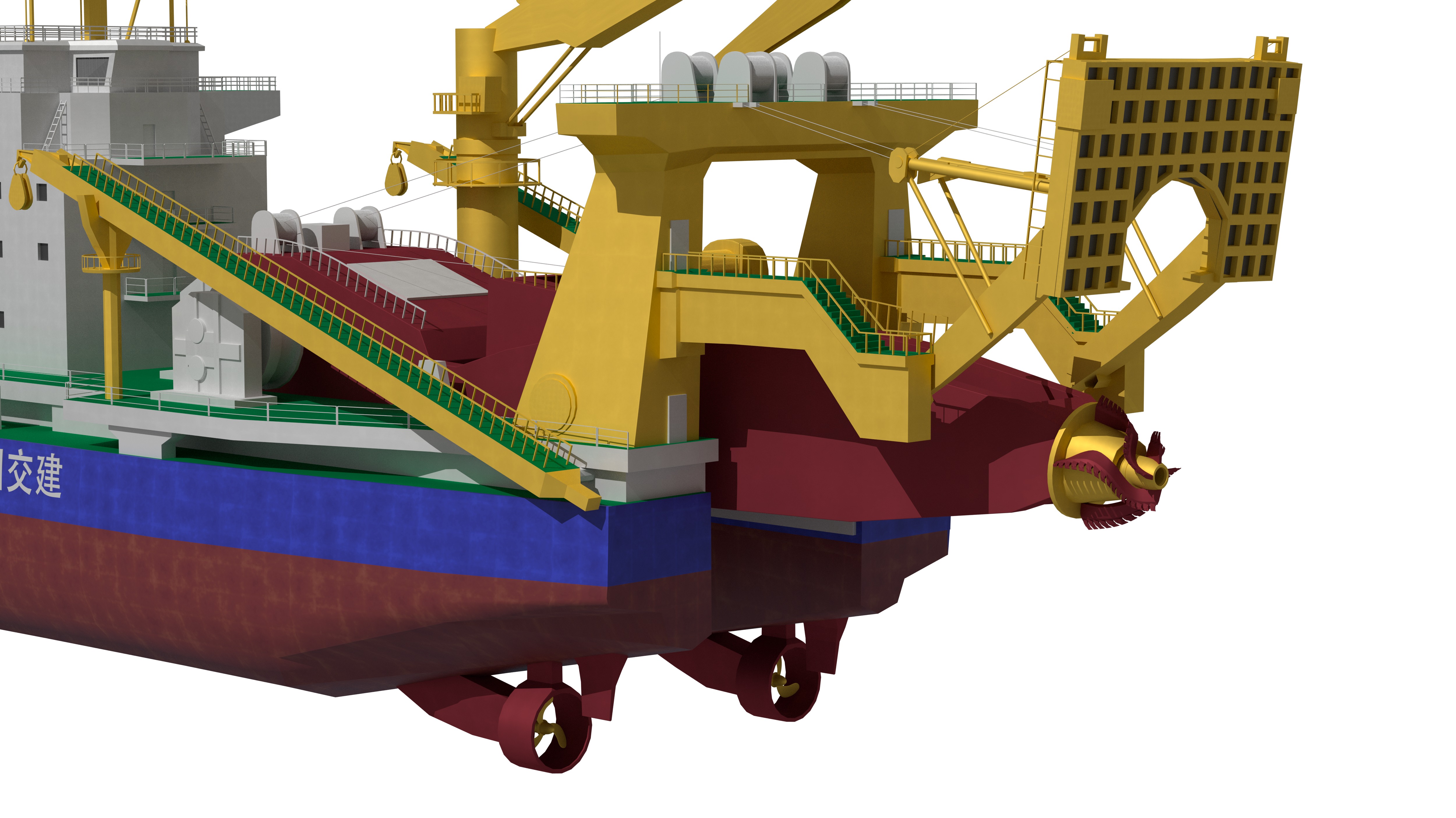 Tiankun Heavy-duty Self-propelled Cutter Suction Dredger 3D model_11