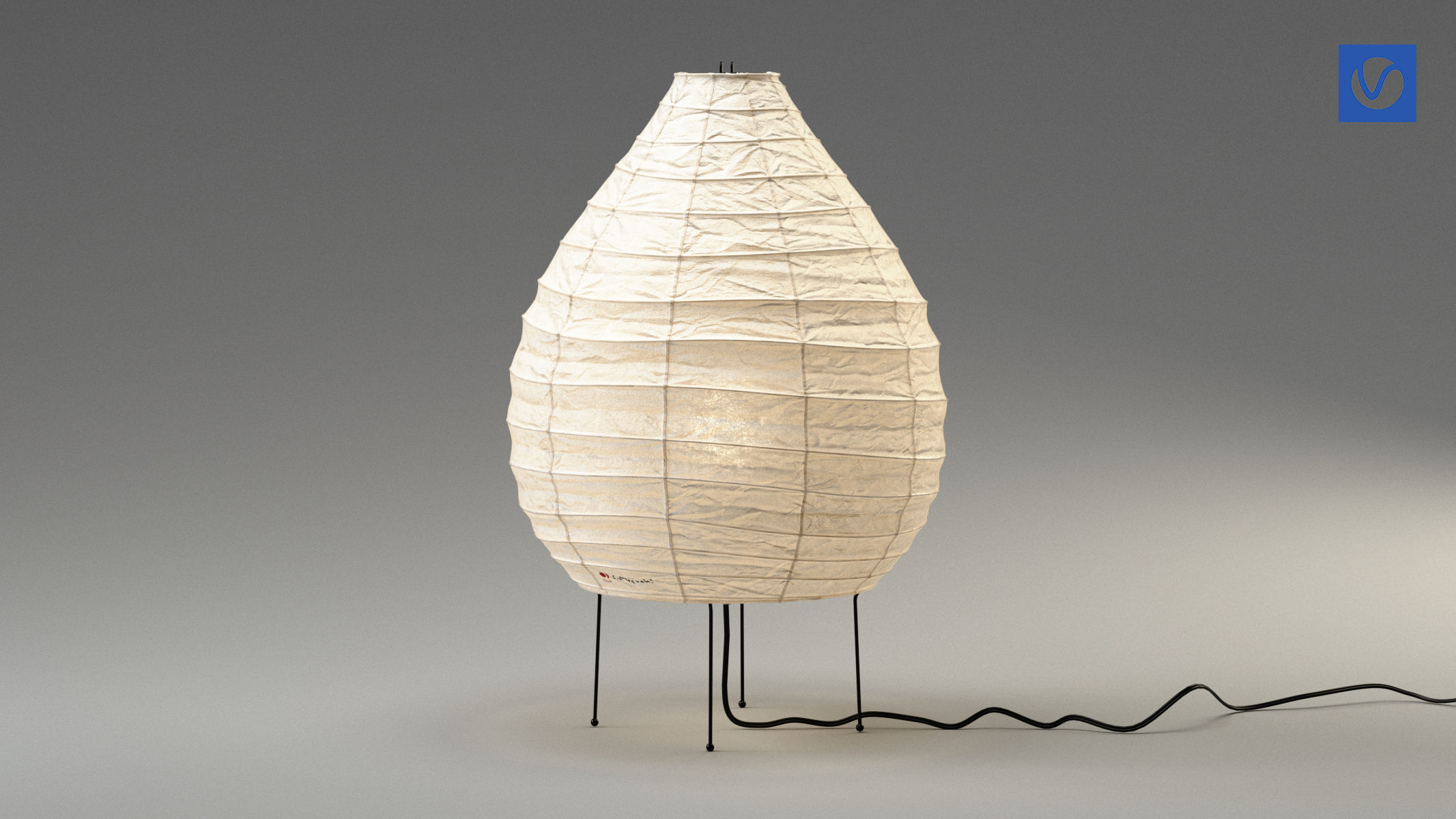 Akari 22N Lamp by Isamu Noguchi 3D model_4