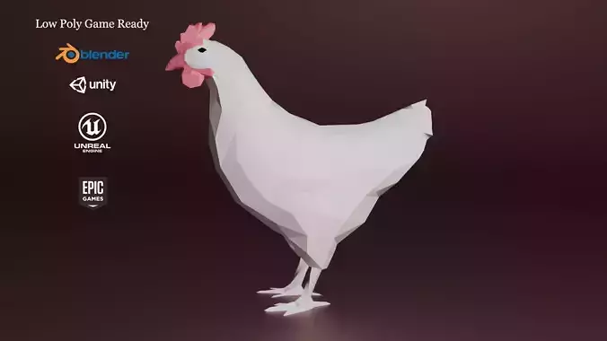 Low Poly Game Ready Chicken 3D Model for Games 