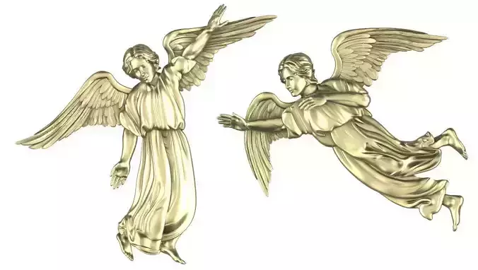 Set of 2 Angel Bas-Reliefs 3D Models for CNC 3D Printing 3D Model Collection