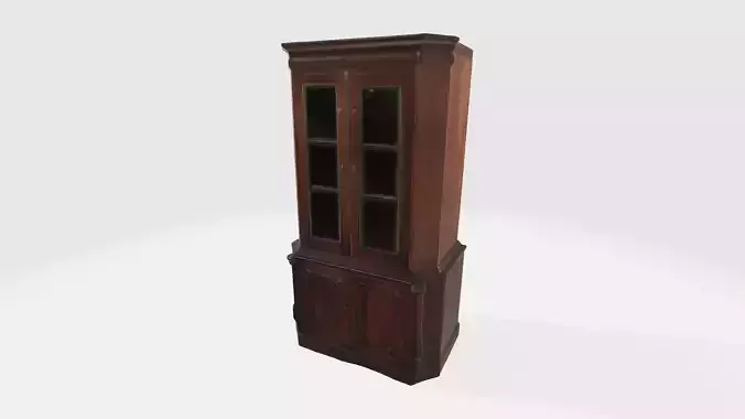 Wooden Corner Cupboard High Poly