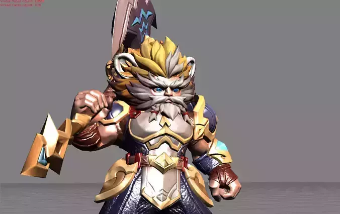 Aulus War Lion Low-poly 3D model