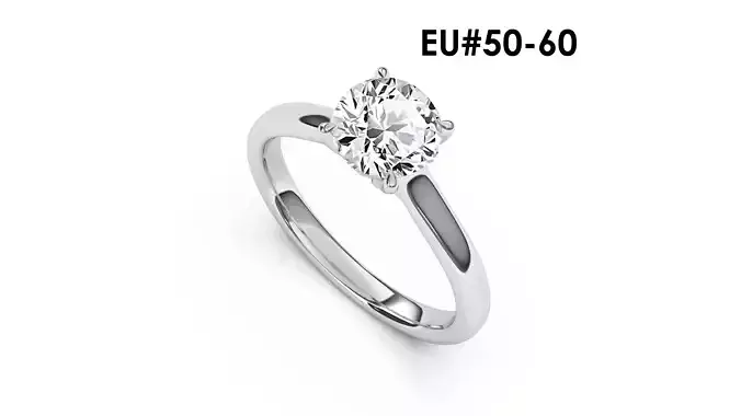 1 Ct Engagement ring 3dm stl obj 3D print model R051 EU50-60