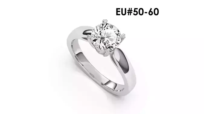 1 Ct Engagement ring 3dm stl obj 3D print model R052 EU50-60