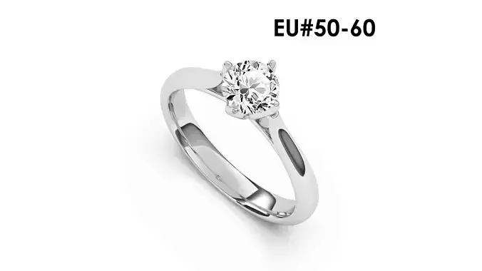 1 Ct Engagement ring 3dm stl obj 3D print model R053 EU50-60 3D print model