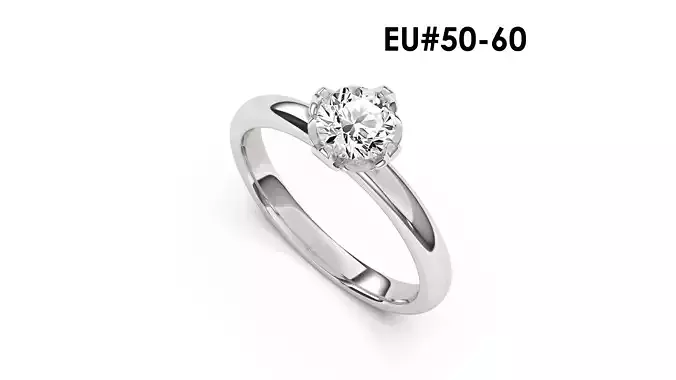 1 Ct Engagement ring 3dm stl obj 3D print model R054 EU50-60