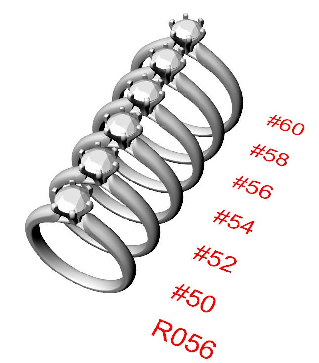 1 Ct Engagement ring 3dm stl obj 3D print model R056 EU50-60 3D print model_6