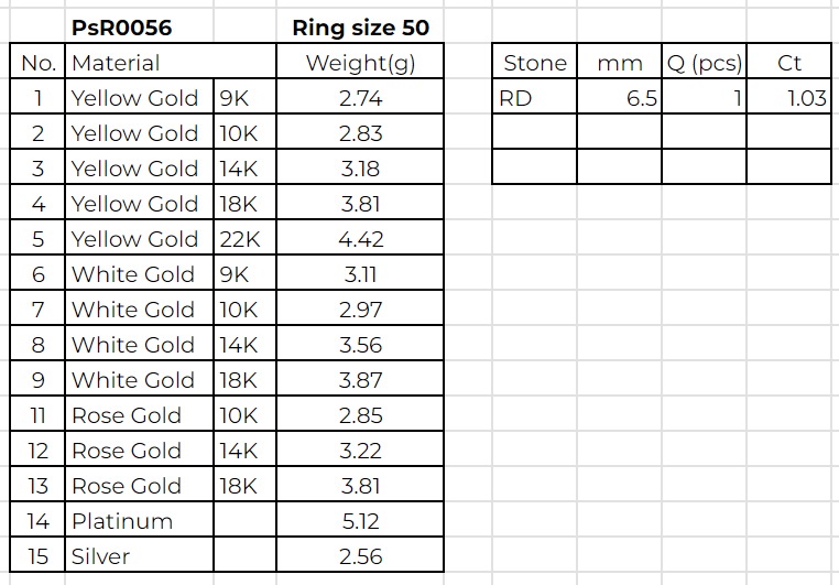 1 Ct Engagement ring 3dm stl obj 3D print model R056 EU50-60 3D print model_7