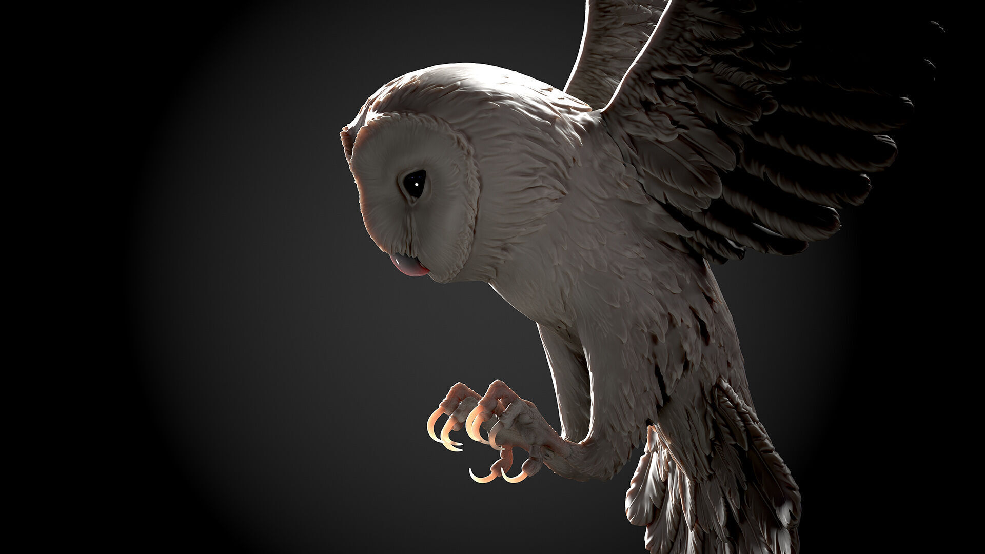 Flying Owl  -  3D Sculpting 3D print model_5