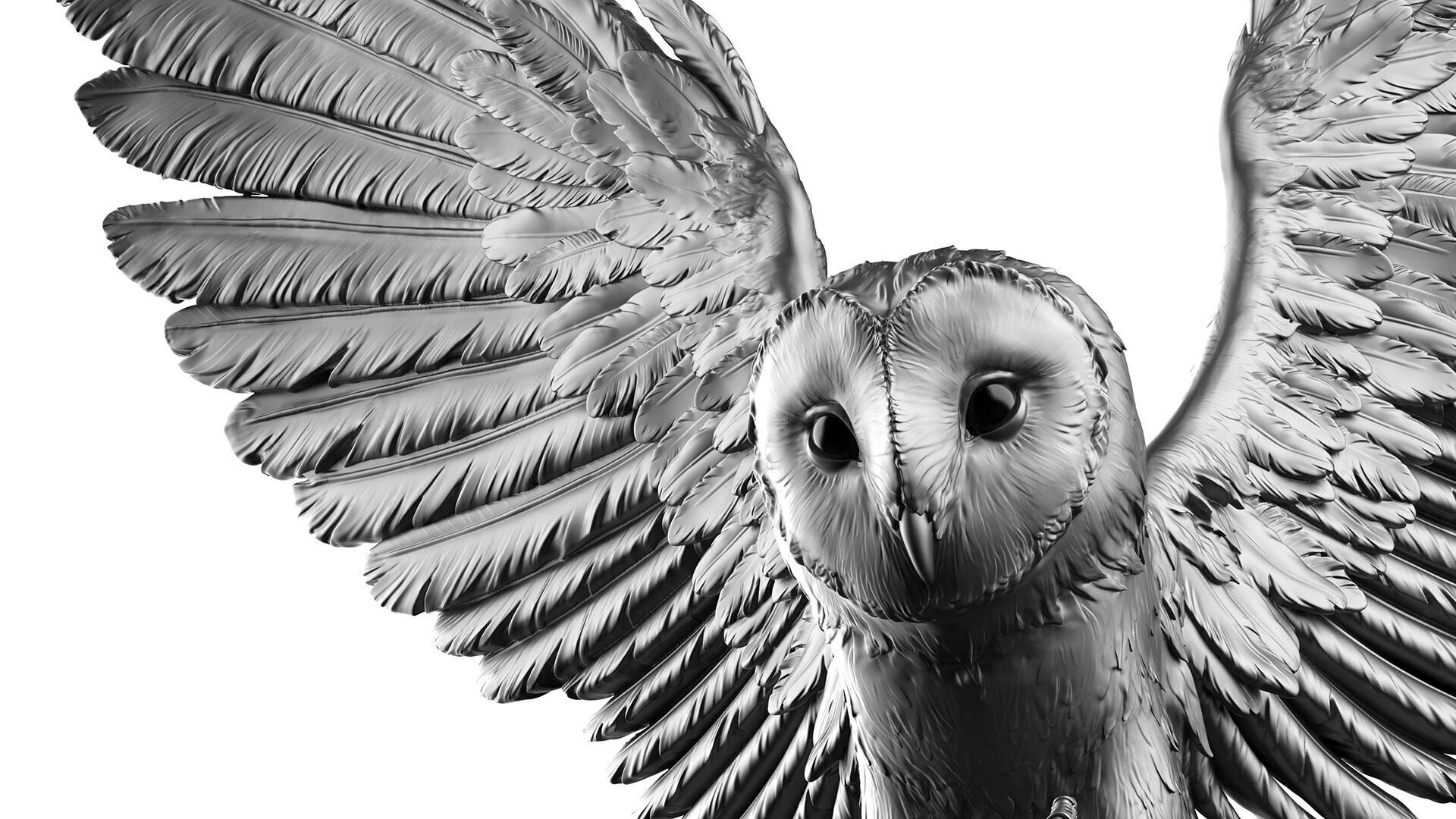 Flying Owl  -  3D Sculpting 3D print model_27