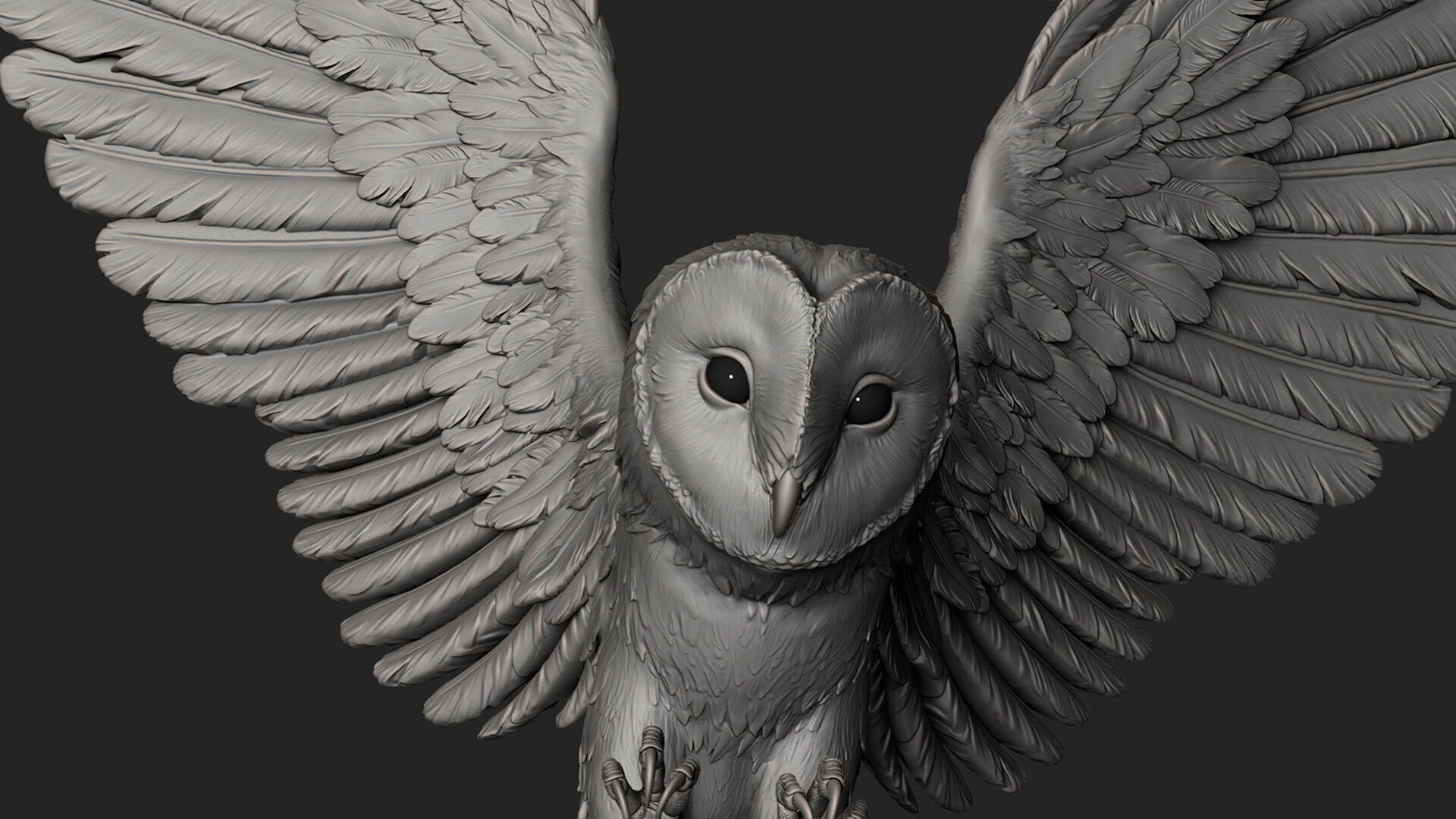 Flying Owl  -  3D Sculpting 3D print model_20