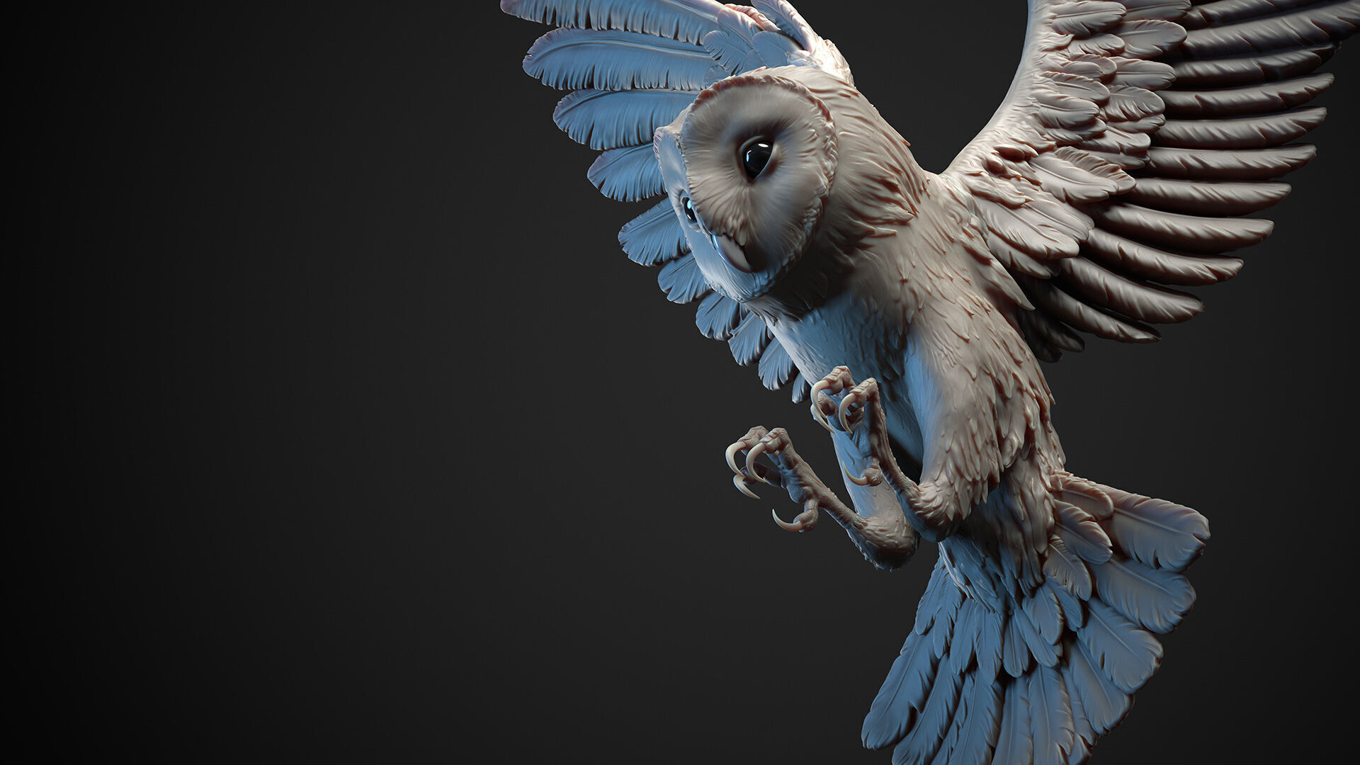 Flying Owl  -  3D Sculpting 3D print model_8