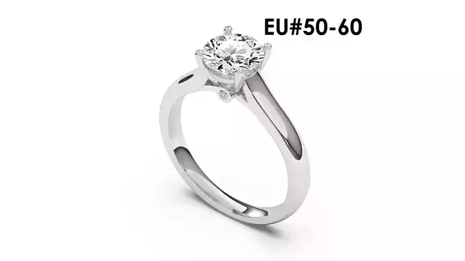 1 Ct Engagement ring 3dm stl obj 3D print model R057 EU50-60 3D print model