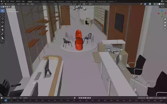 Modern Showroom Interior with Product Stand SketchUp Model 3D model