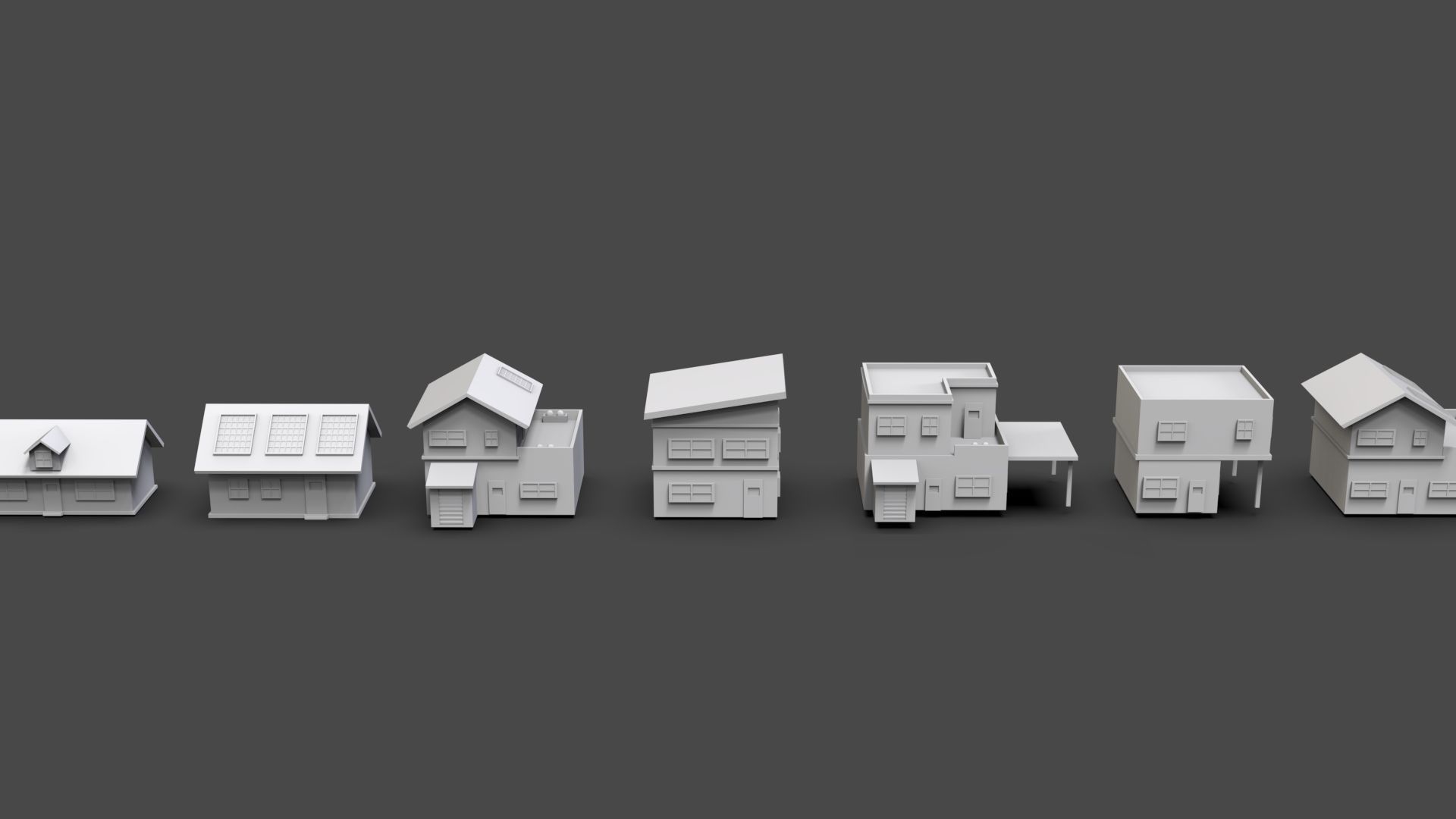 Low Poly City Buildings Pack Of 140 - Game Ready - Untextured  Low-poly 3D model_81