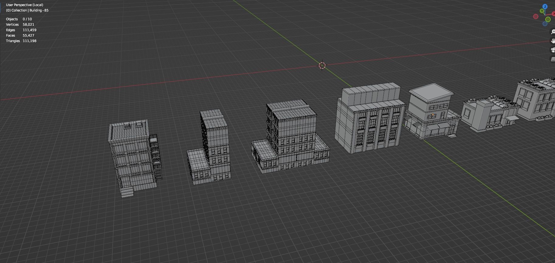 Low Poly City Buildings Pack Of 140 - Game Ready - Untextured  Low-poly 3D model_66